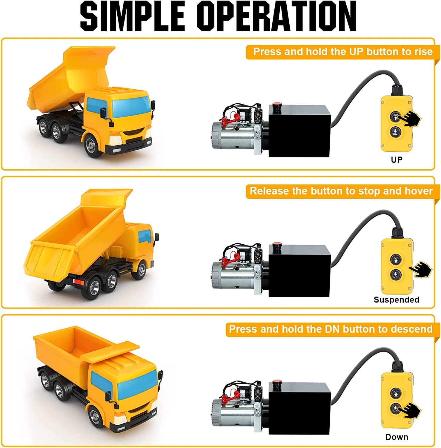 15 Quart Double Acting Hydraulic Pump Dump Trailer 12V DC Unit Pack Power Unit
