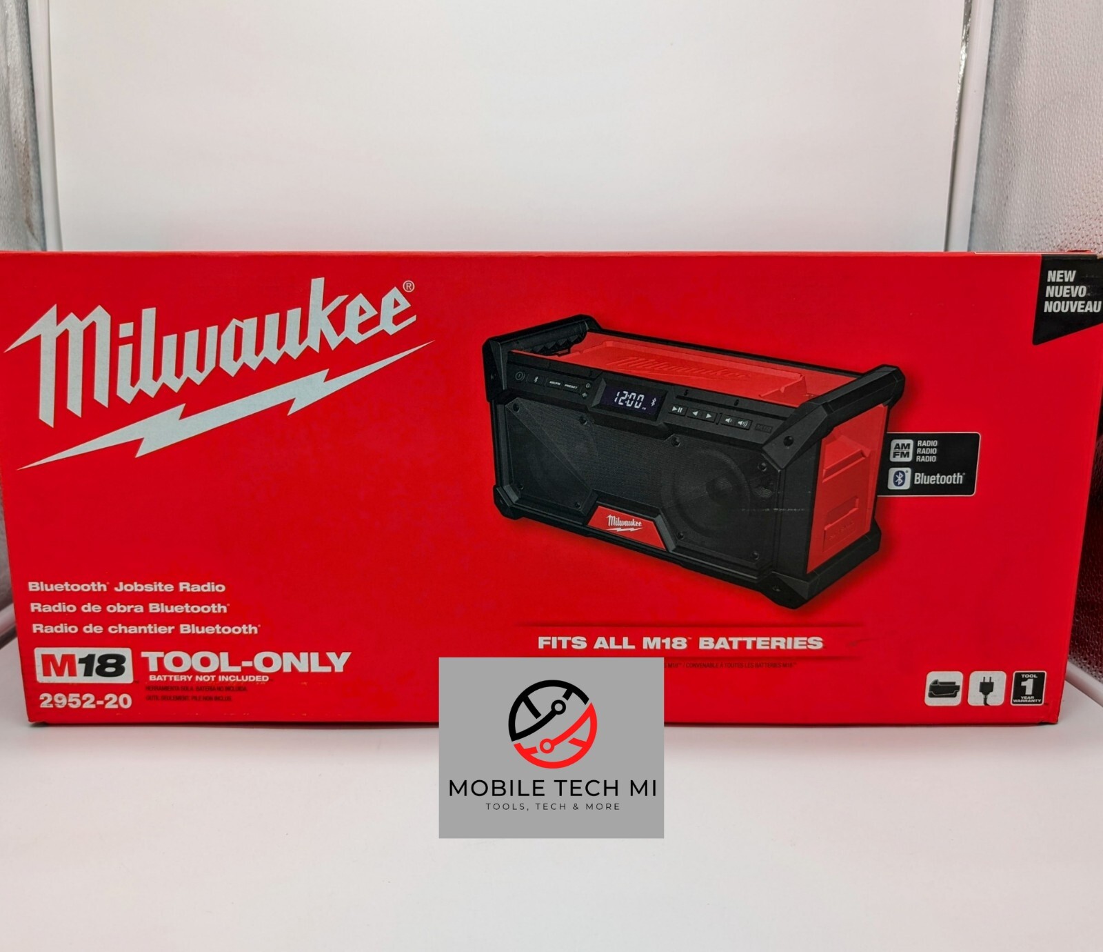Milwaukee M18 Bluetooth 5.0 Jobsite Radio 2952-20 AM/FM Stereo Speaker AC Adapte