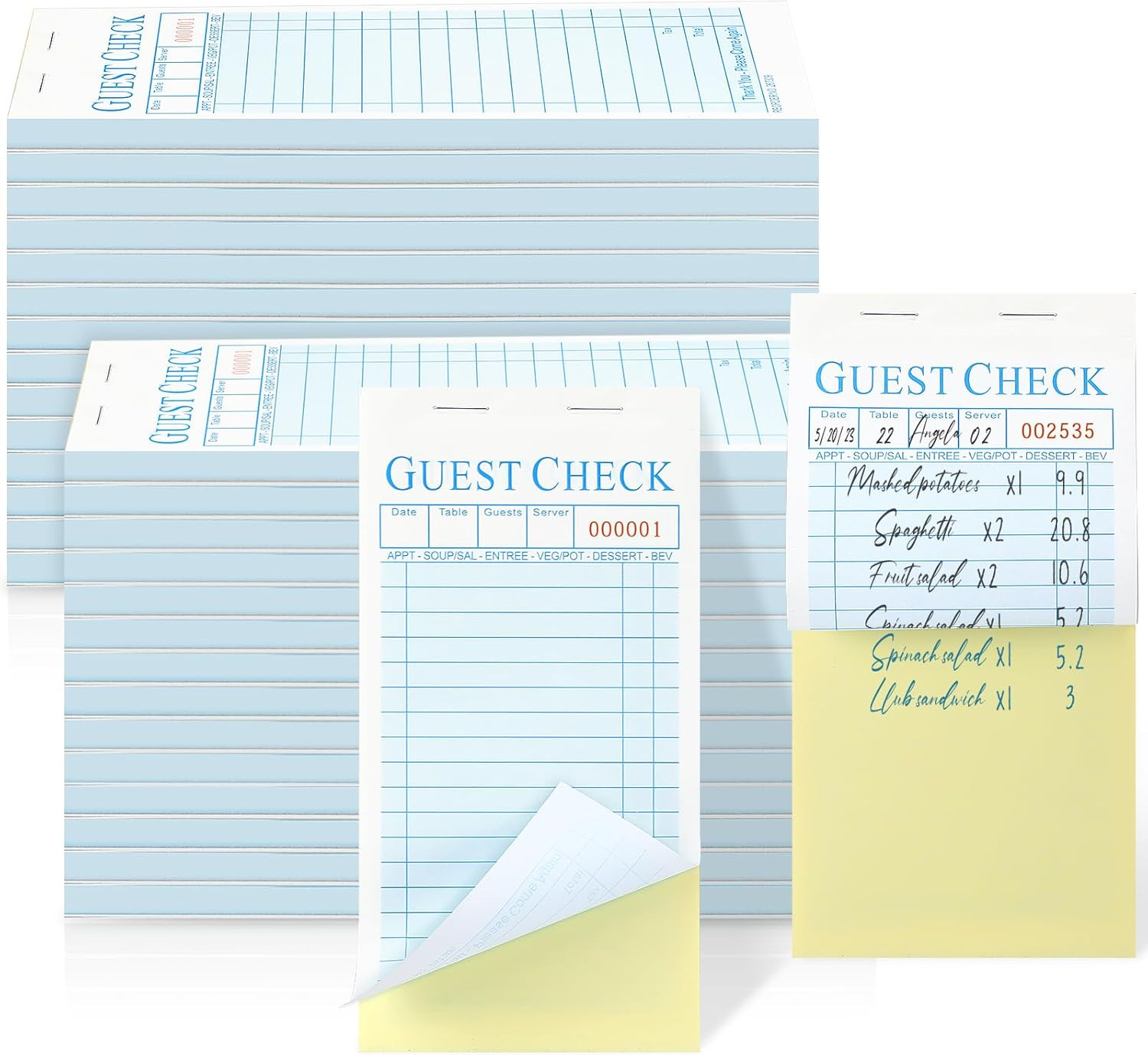 50 Pack Guest Check Pads Server Note Pads 3.5 x 6.7 Inch Guest Check Book for Se