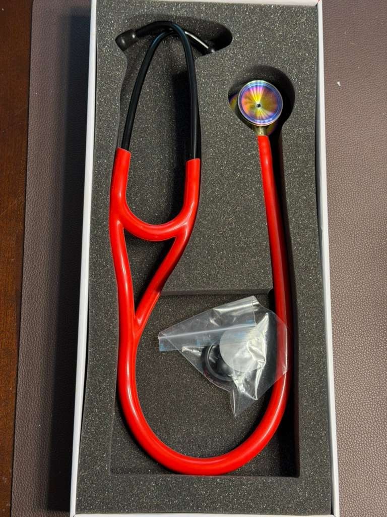 3M stethoscope Cardiology IV 6176 Red/Rainbow with Black Tube