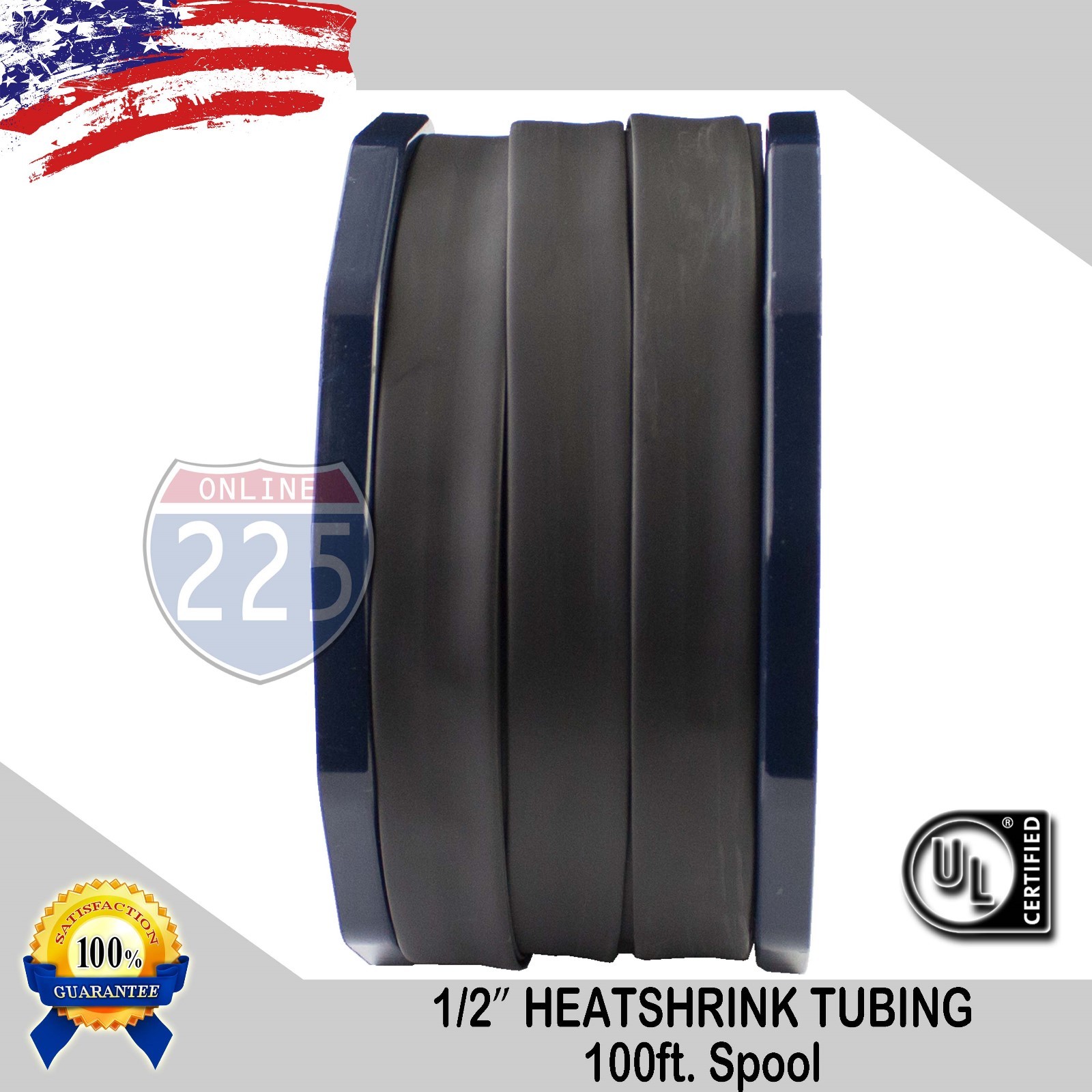 1/2″ 100 FT. 100 Feet BLACK 13mm Polyolefin 2:1 Heat Shrink Tubing Tube Cable UL