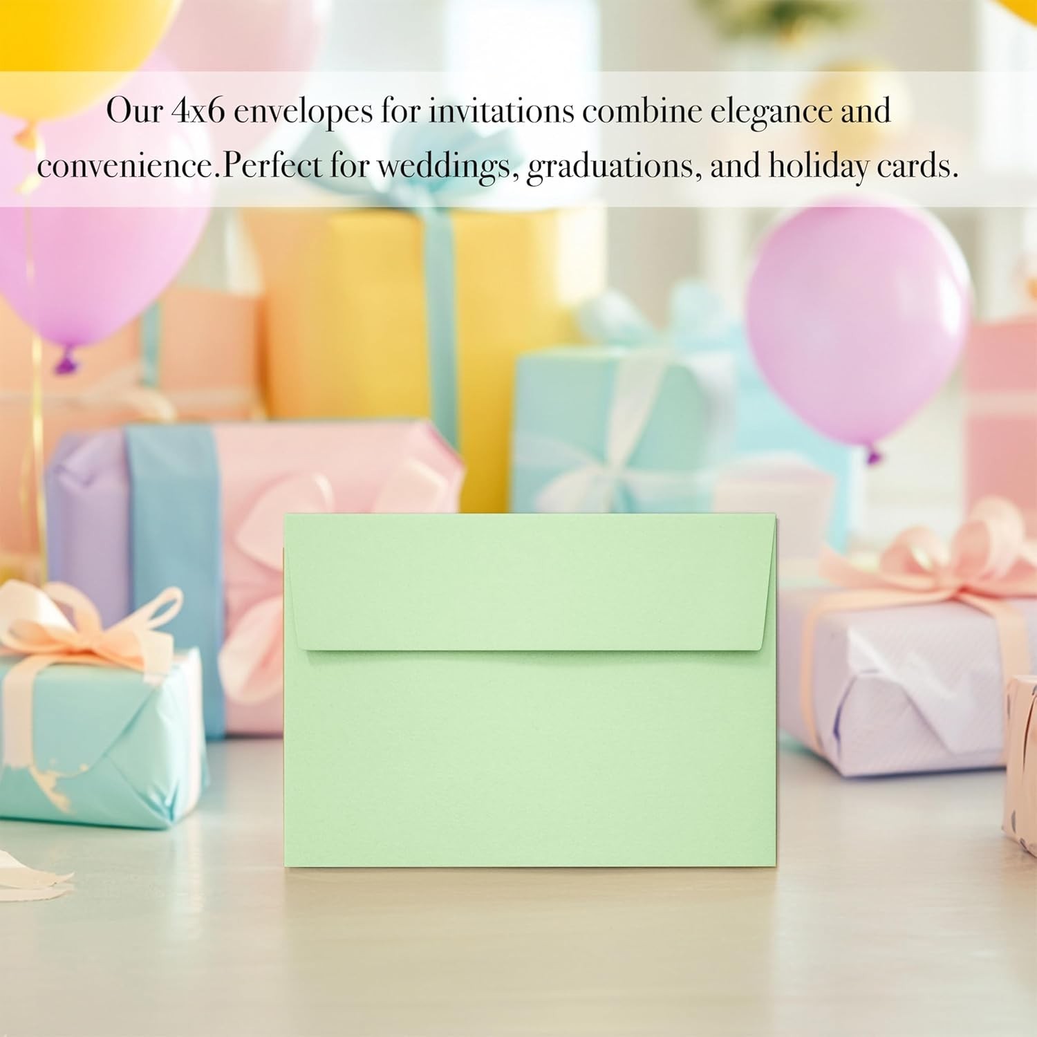 50-Pack 4×6 Colored Envelopes – Perfect for Weddings or Greetings