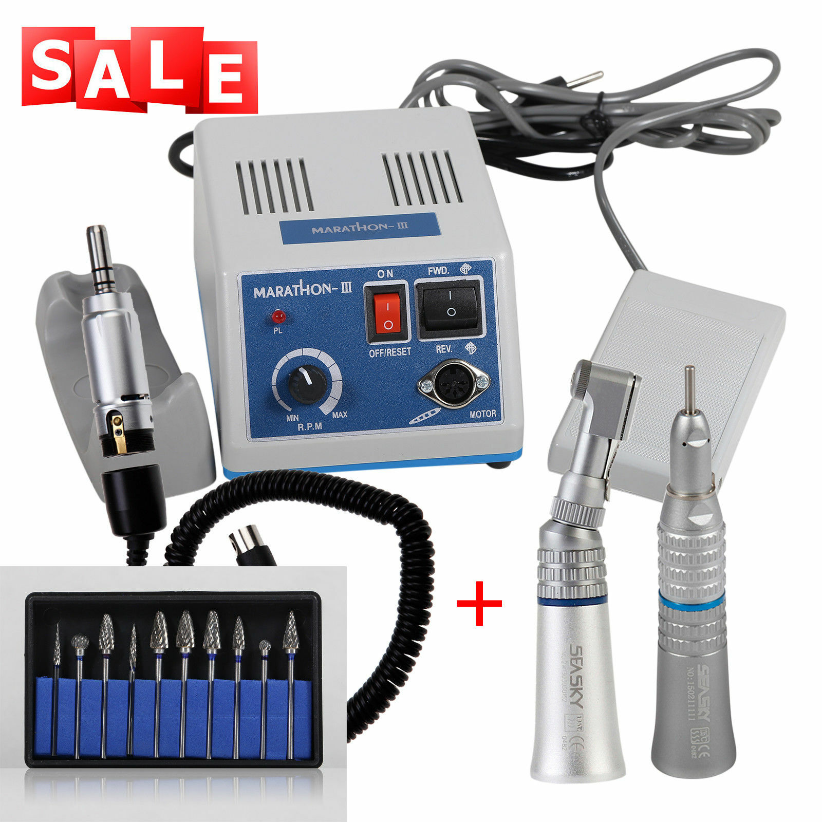 Electric Micromotor Dental Lab Marathon /Straight /Contra Angle Handpiece /Burs