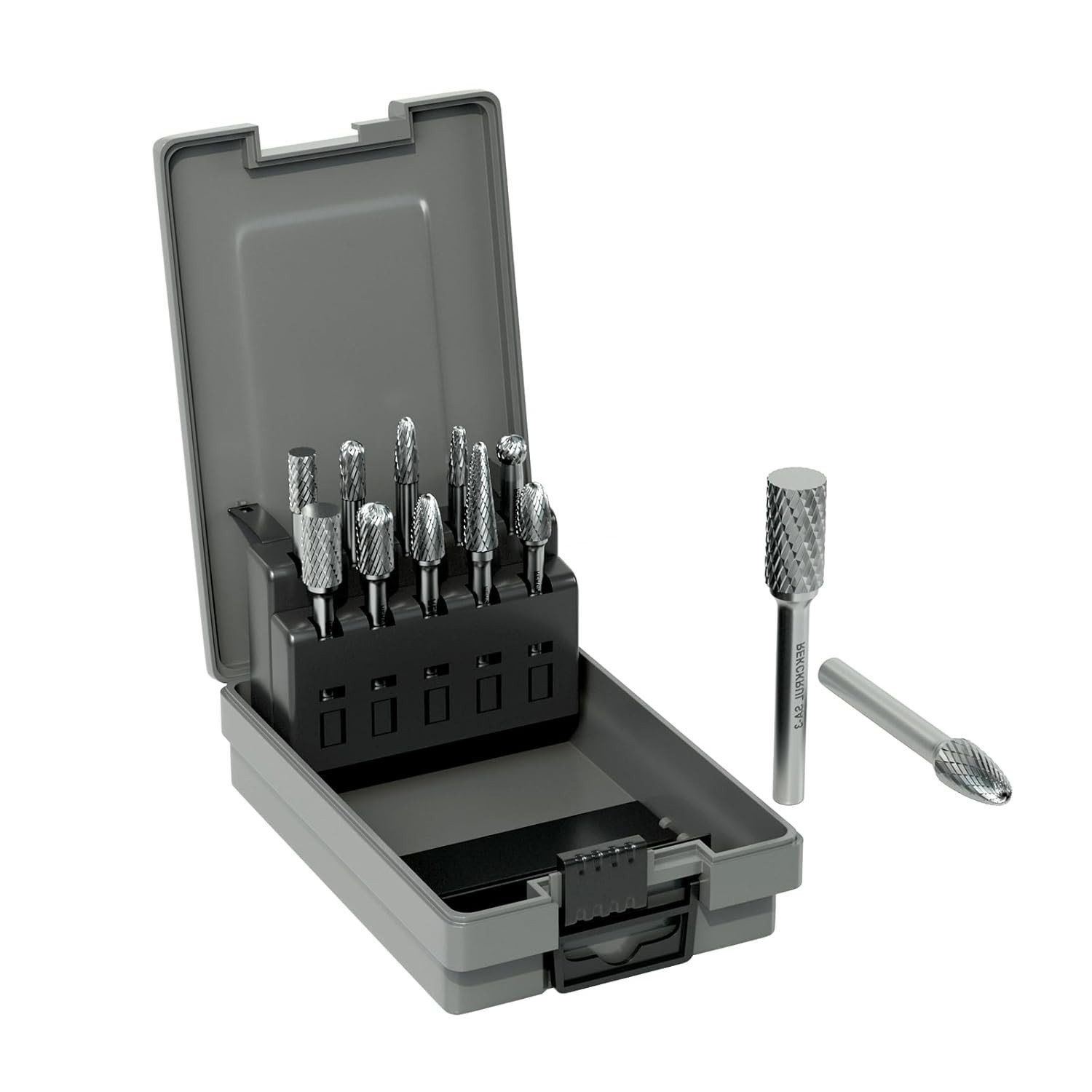 Professional 10 Pcs Tungsten Carbide Rotary Burr Bits Set, Double Cut Carbide Bu