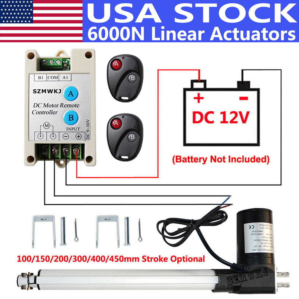 4″-18″ Stroke Heavy Duty 6000N Linear Actuator +Motor Forward Reverse Controller