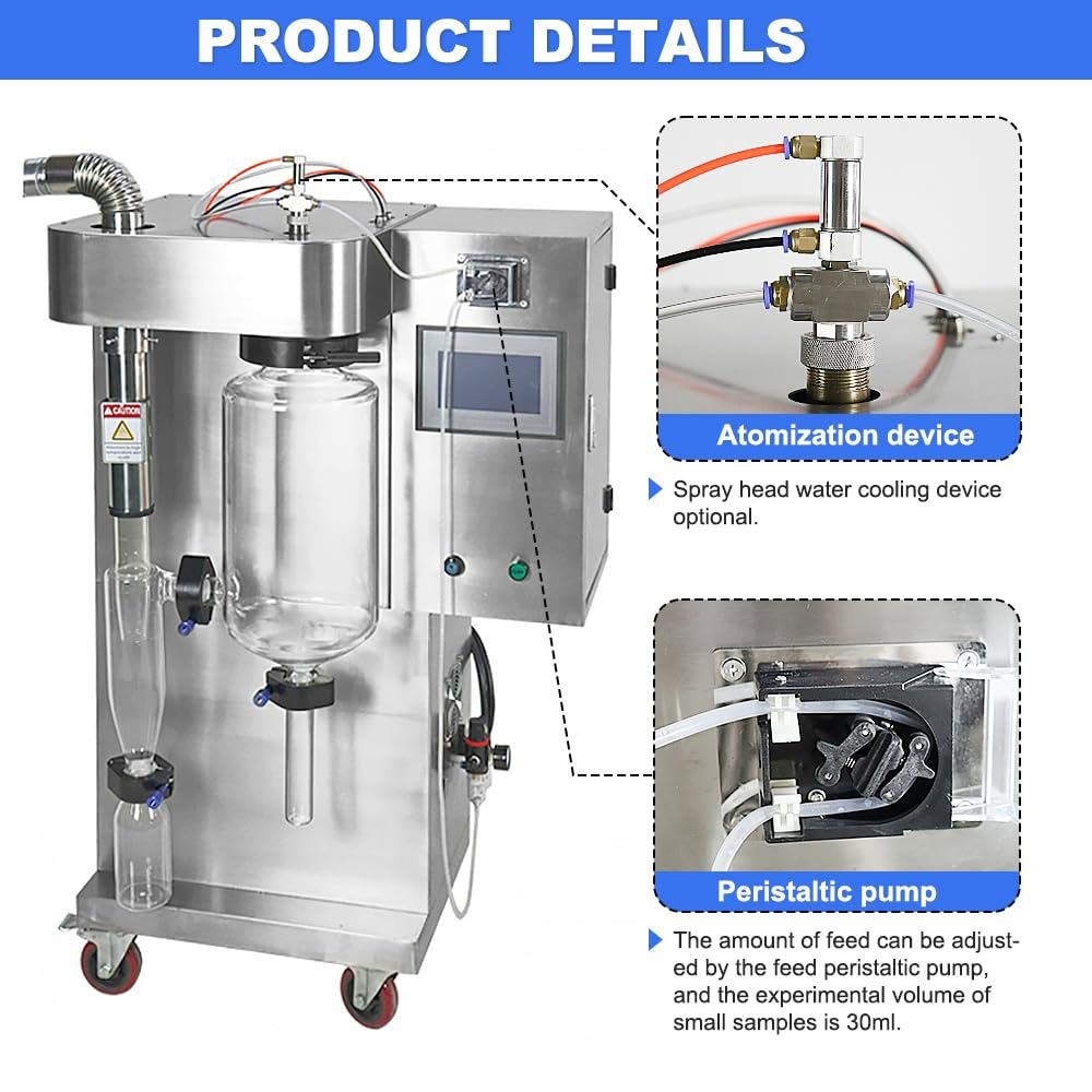 Lab 2L Spray Dryer High Speed Centrifugal Drying Heat Sensitive Materials 220V