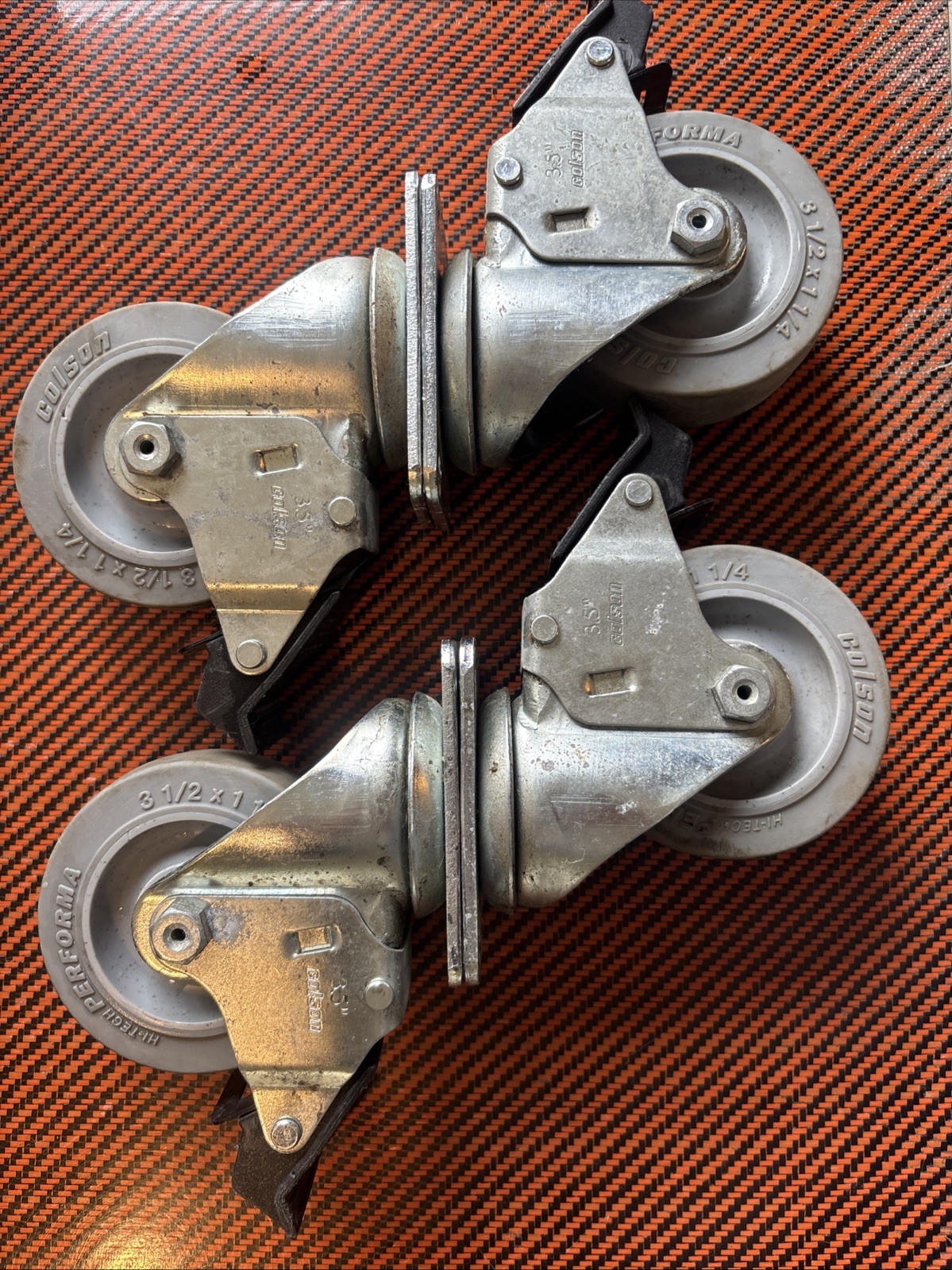 Colson Hi Tech Non Mar 3.5″ Performa Swivel Casters with Total Lock Brakes X4