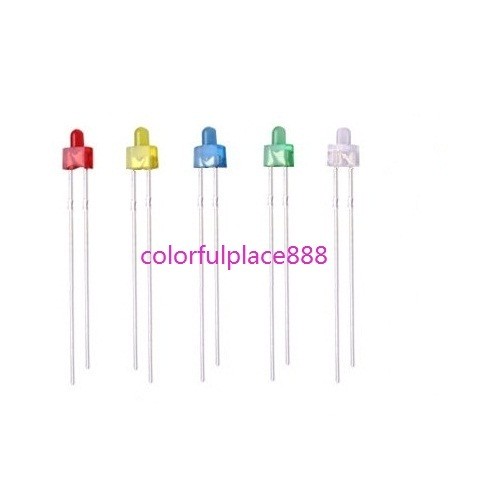100pcs, 2mm Round Top Diffused Red Yellow Blue Green White LED Diodes Leds Light