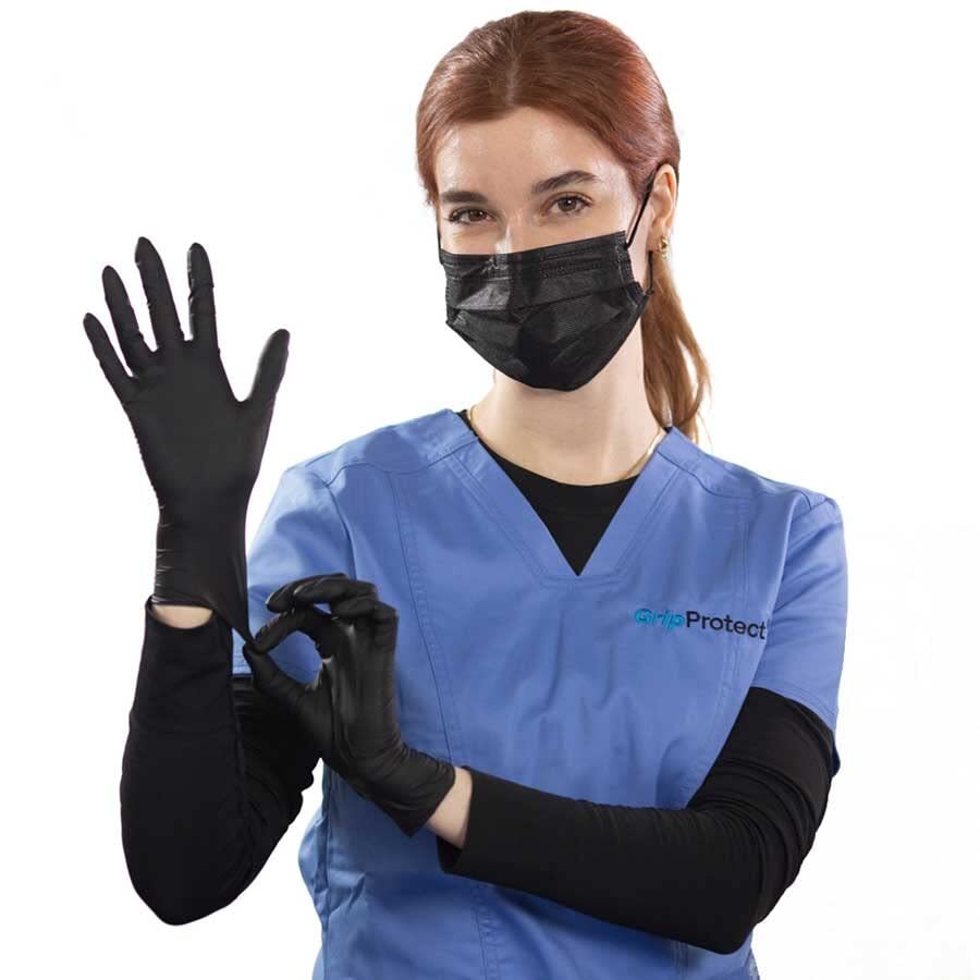 GripProtect® Precise Black Nitrile Exam Gloves, Fentanyl Resistant, Chemo-Rated