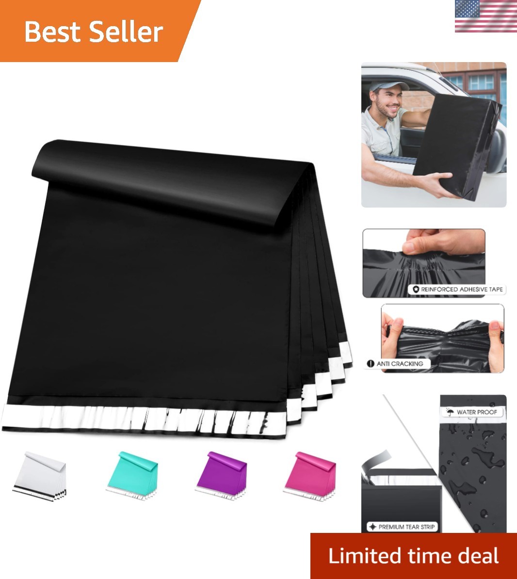 Waterproof Black Poly Mailers 14.5×19 – Reliable Self-Seal Shipping Bags