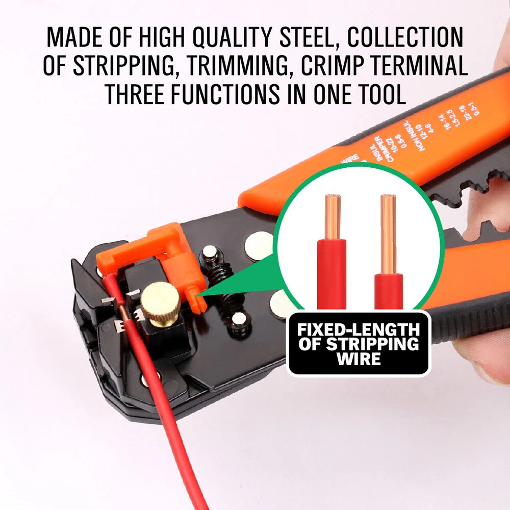 Self-Adjusting Insulation Wire Stripper cutter crimper Terminal Tool Pliers 8″