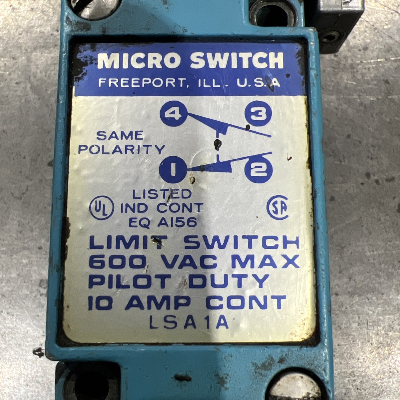 🔥Micro-Switch LSA1A Limit Switch Pilot Duty 10A 600VAC, Used, Free Shipping🇺🇸