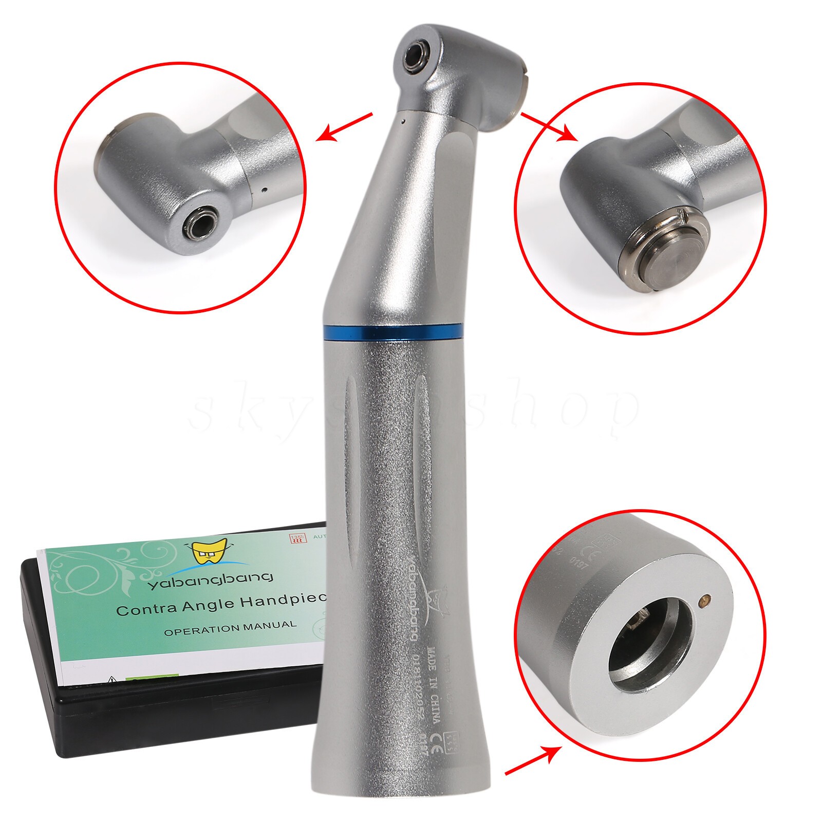 Dental Slow Low Speed Handpiece Inner Contra Angle NSK Style Air Motor 4Holes