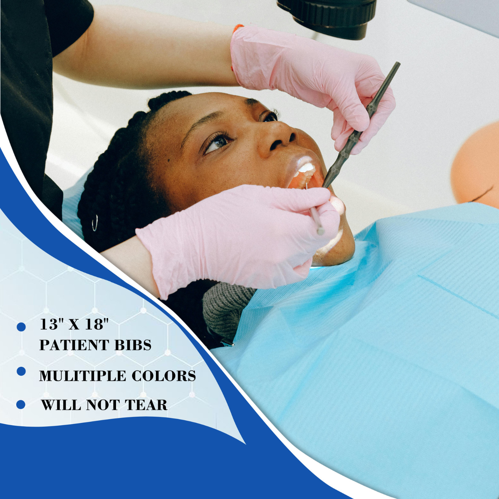 Disposable Dental Bib 13″x 18″ – 3 Ply Waterproof Tattoo Bib Sheet for Patients