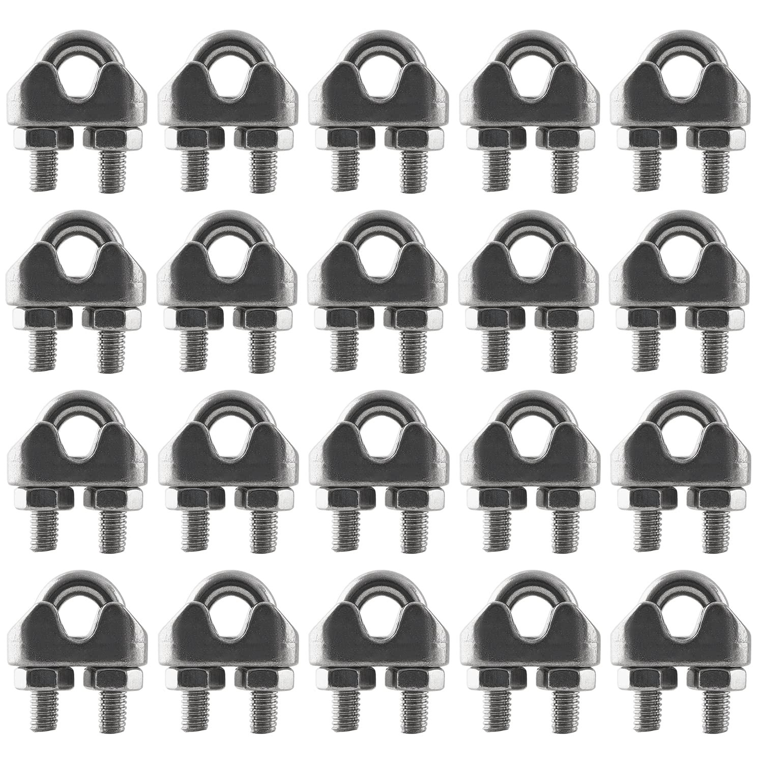 20PCS 1/8 Inch M3 304 Stainless Steel Wire Rope Cable Clip Clamp, Used for An…