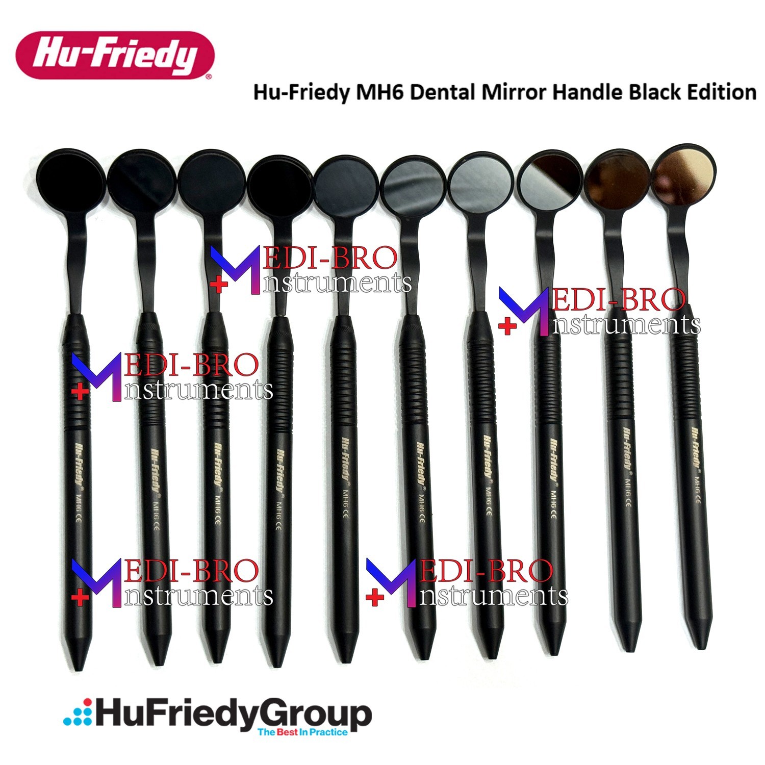 Lot of 10 Pcs Hu-Friedy HD Blackline Mouth Mirror # 5 Double Sided Cone Socket