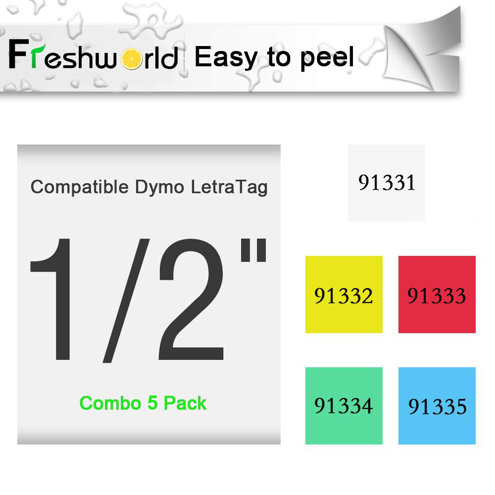 Compatible Dymo LetraTag Refill 91330 91331 91332 Paper Plastic Label Tape 1/2»