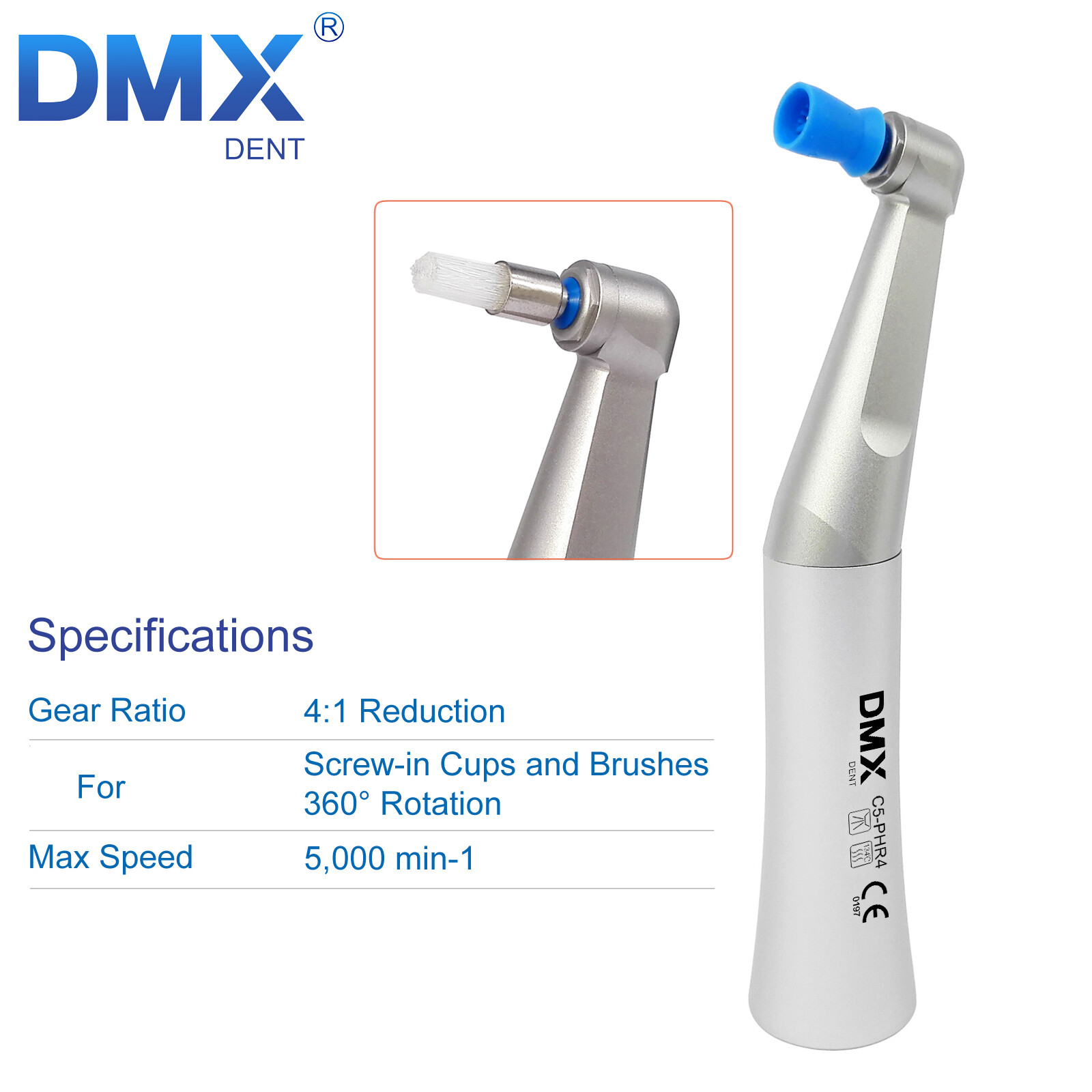 DMXDENT DENTAL Hygiene Prophy Contra Angle Screw-in Head 4:1 low Speed Handpiece