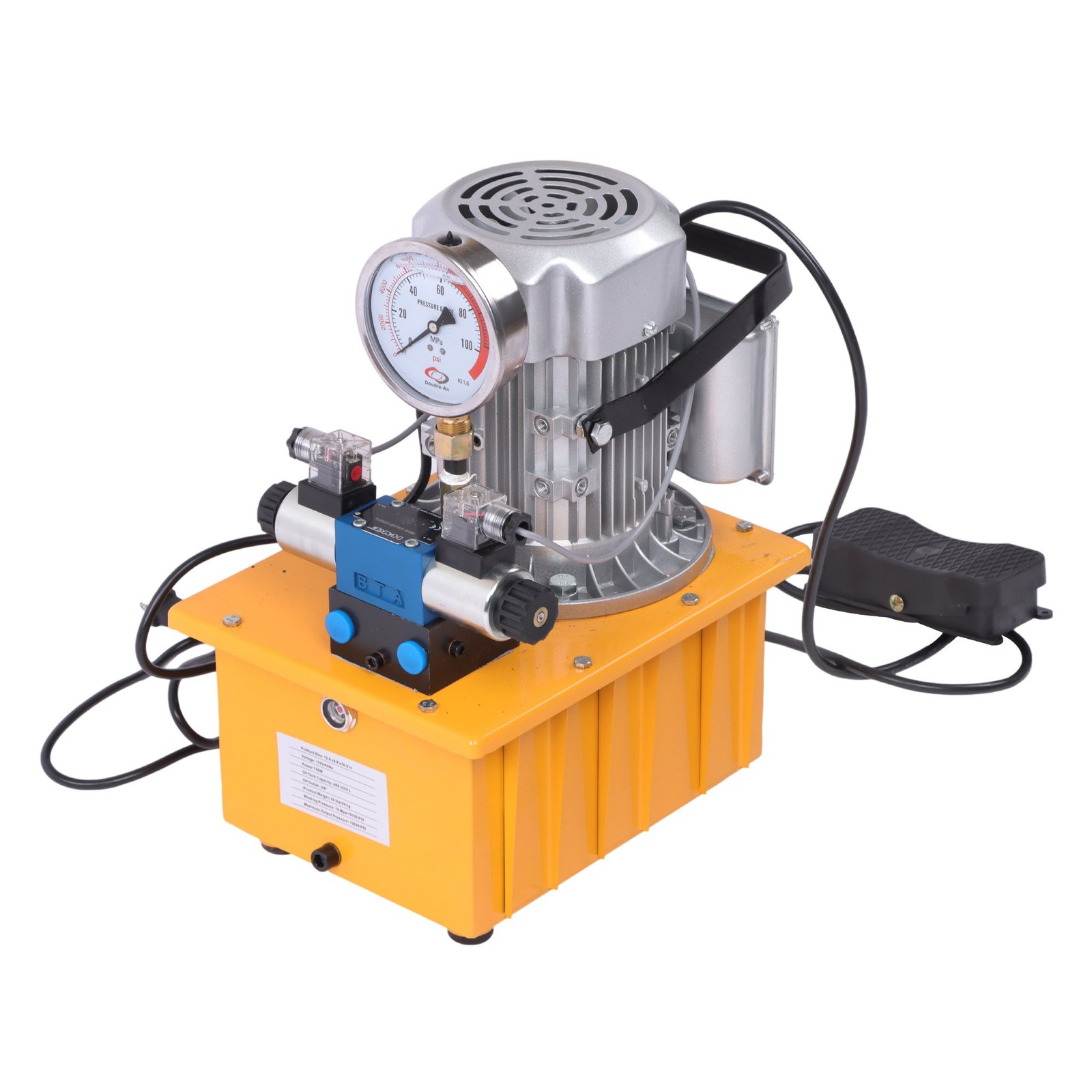 Electric Hydraulic Pump Double Acting Oil Pump 10000 PSI 8L Solenoid Valve