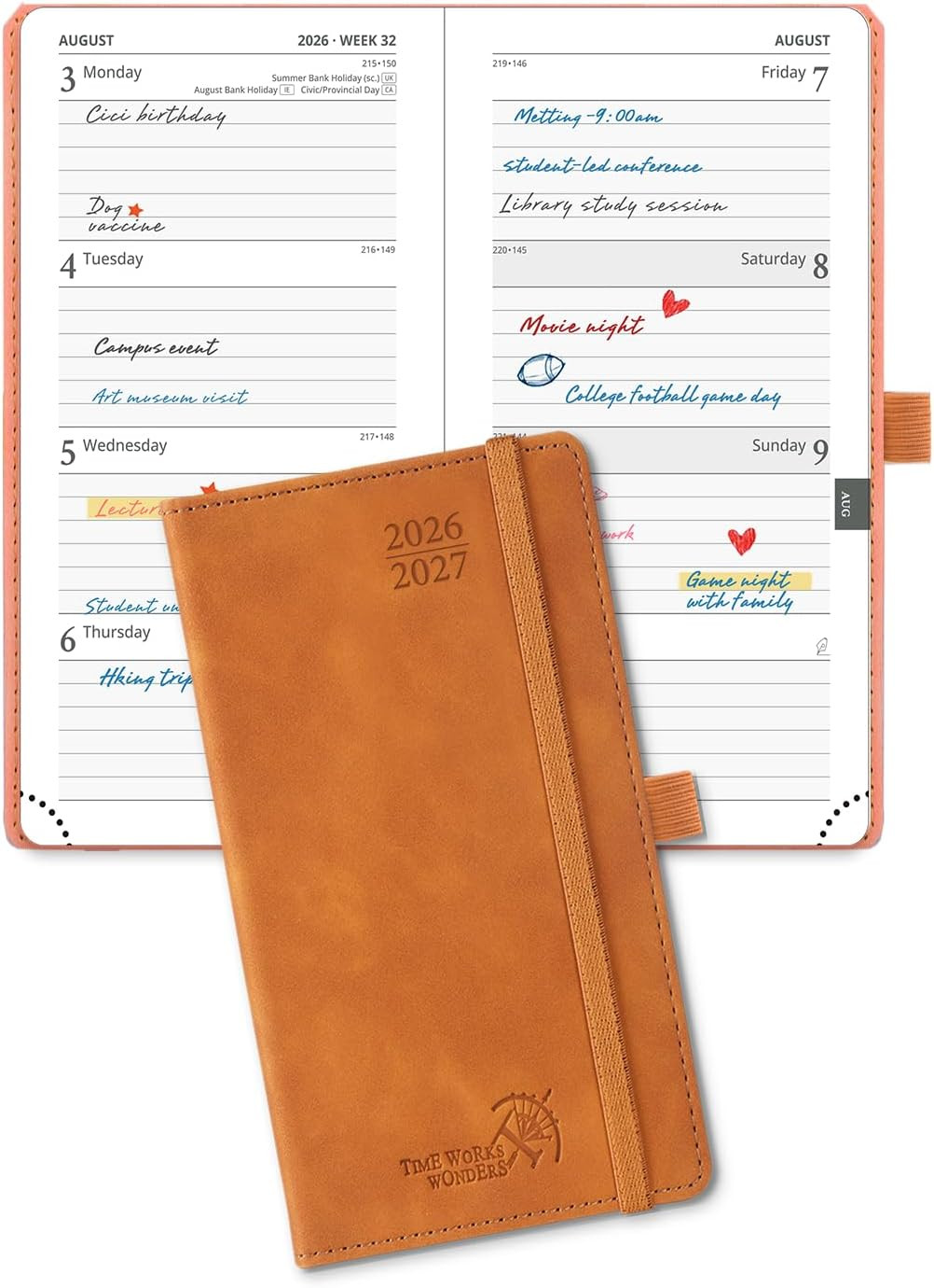 2026-2027 Pocket Weekly Planner for Purse, 3.5″ x 6.5″ Slim Size | Aug.2026-Dec.