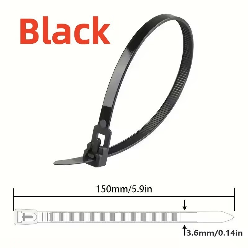 200PCS Reusable Cable Ties Multi-Color Adjustable Zip Straps for Home Office DIY