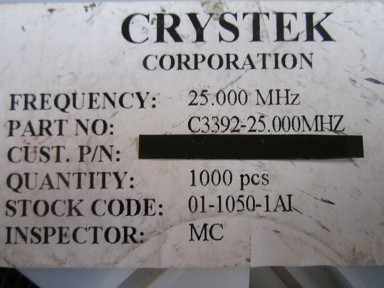 25MHz, 25.000MHz, 3.3V, HCMOS 5×7mm SMD Crystek Crystal Oscillator NOS 10pcs USA