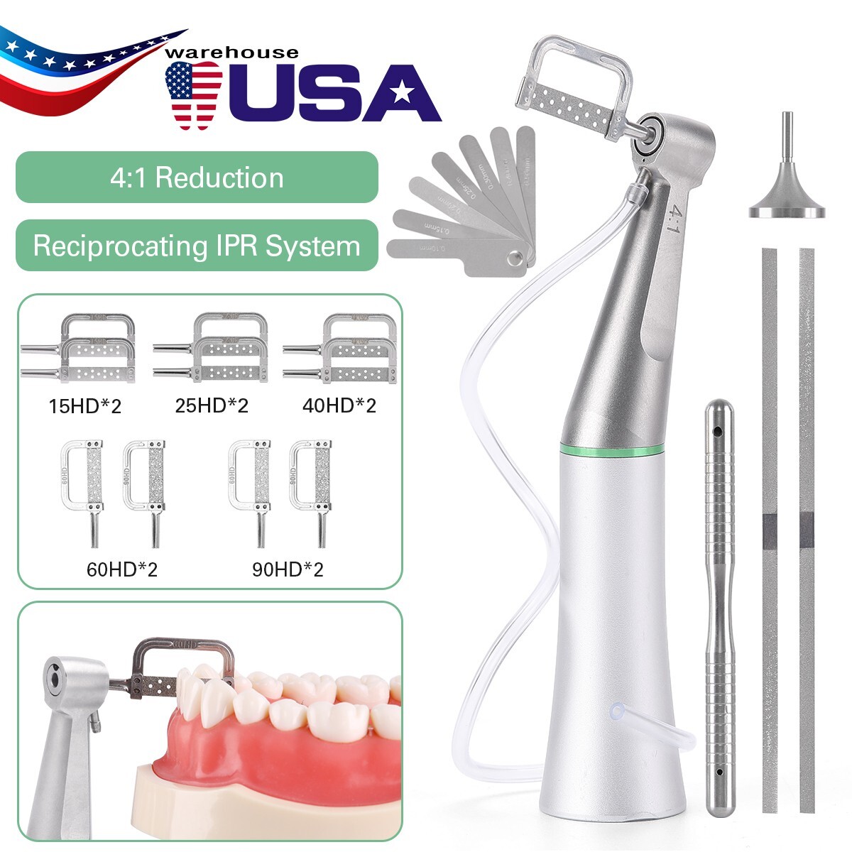 Dental 4:1 Reduction Contra Angle Handpiece IPR Interproximal Stripping Strips