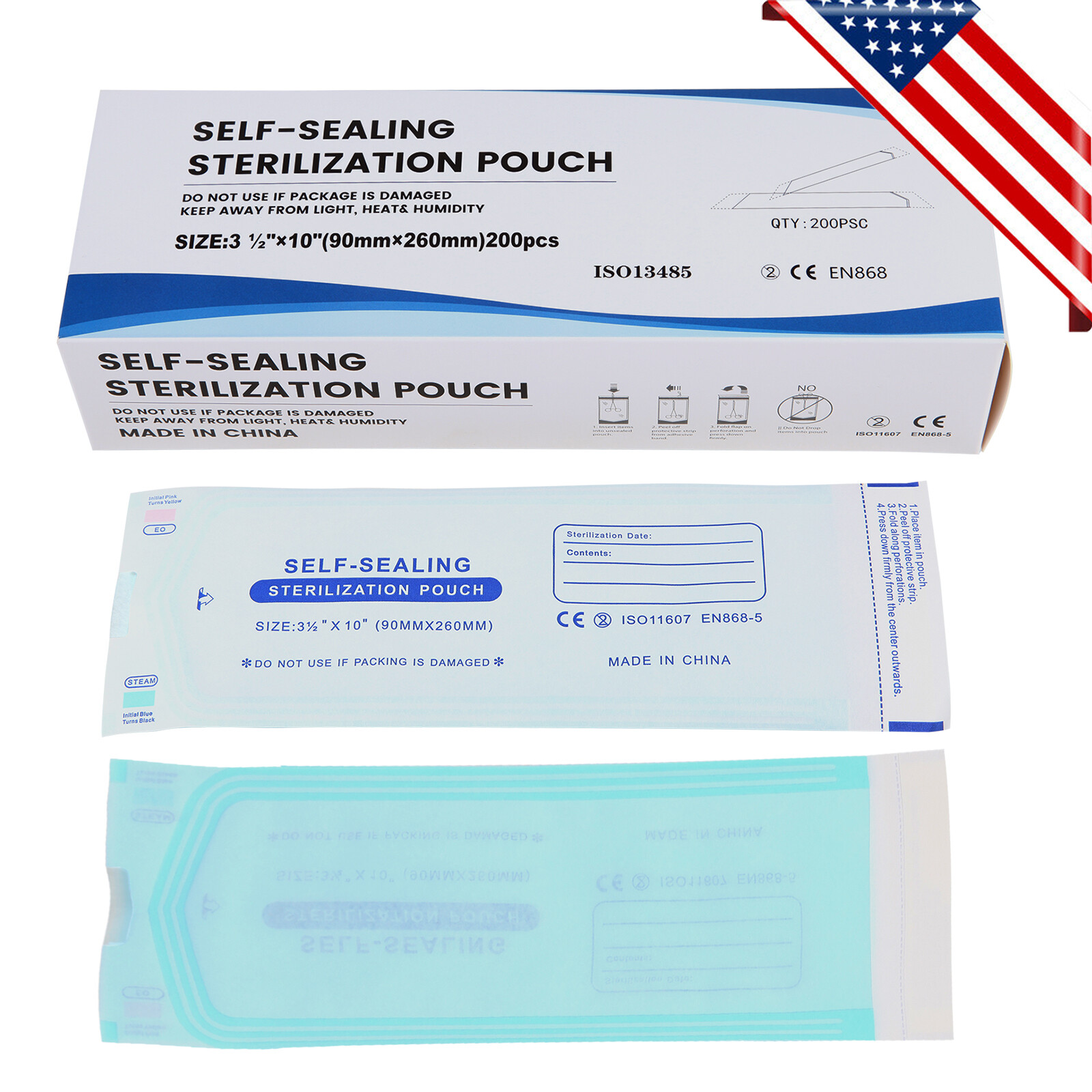 Up to 7000 Sterilization Pouches 3.5 «x 10 » Dental Medical Self Seal Pouch Bags