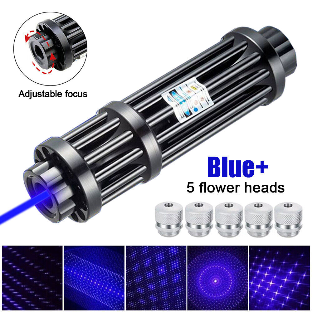 10Watt Adjustable High Powerful Blue Light Pointer Visible Dot Torch Laser