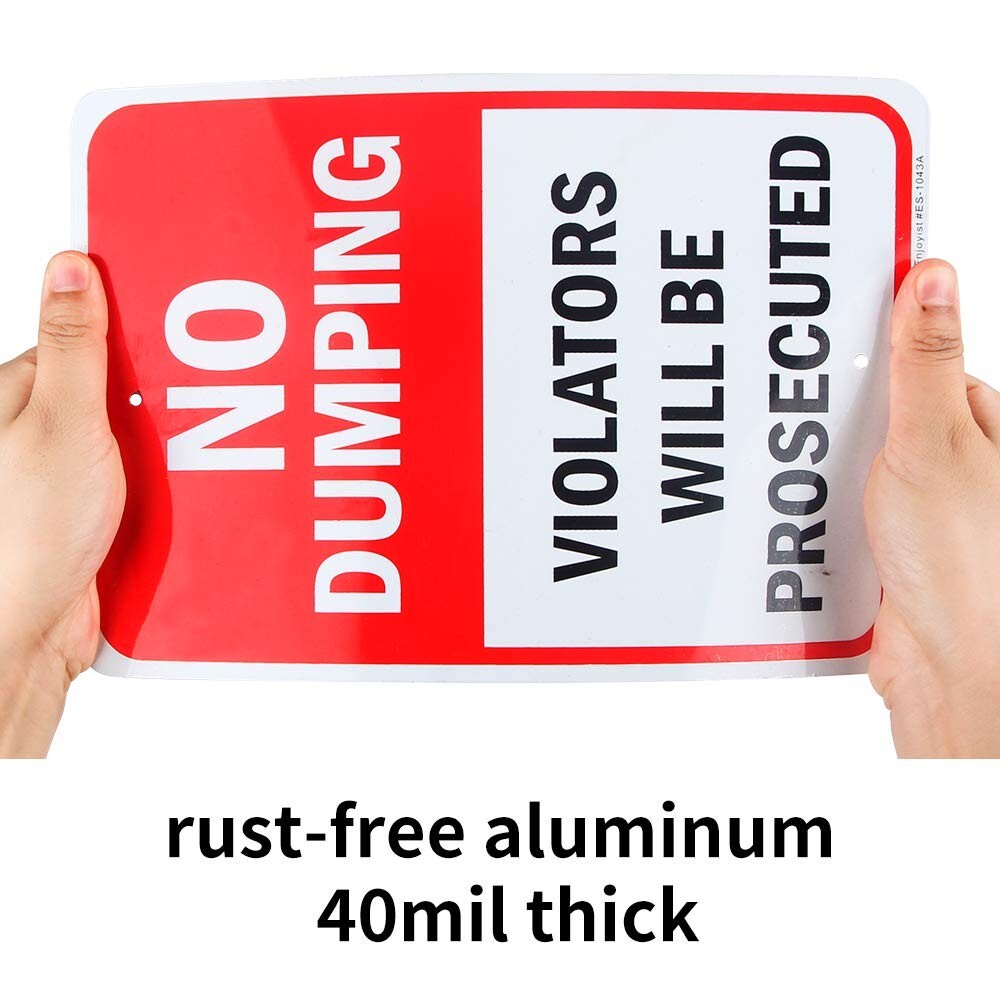 2 Pack No Dumping Sign, 10x 7 .04 Aluminum Sign Rust Free Aluminum-UV Protected