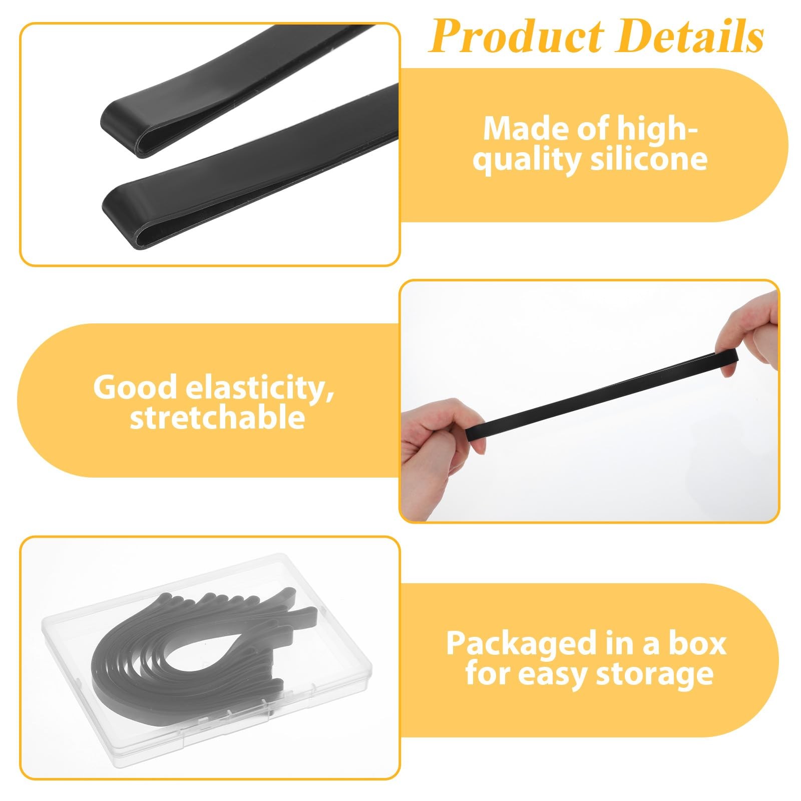 10 PCS Large Black Rubber Bands, 8 Inch Rubber Bands Thick for Wrapping, Pack…
