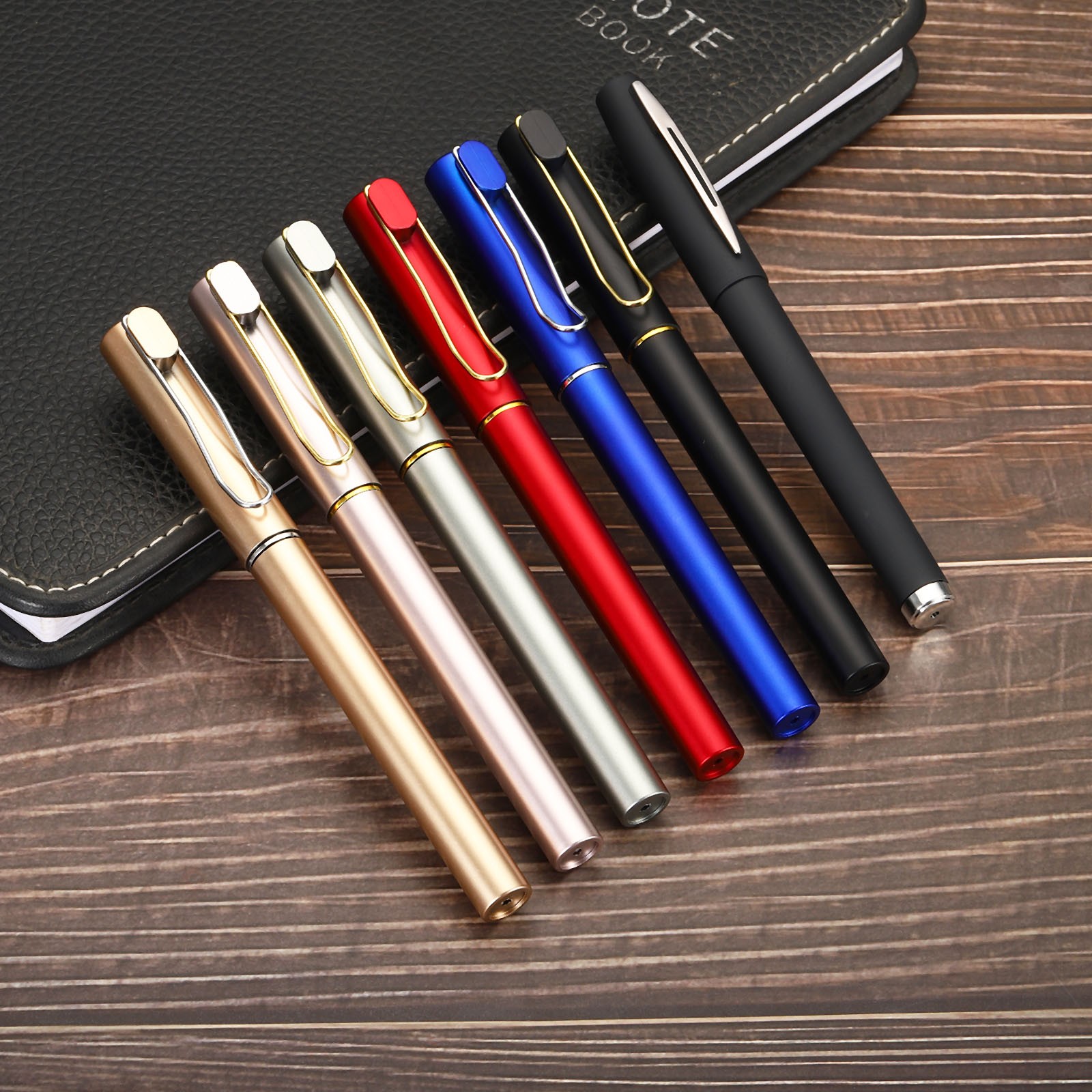 12Pcs 5.7″ 0.5 mm Fine Point Black Ink Gel Pens Roller Ball Pen Gold