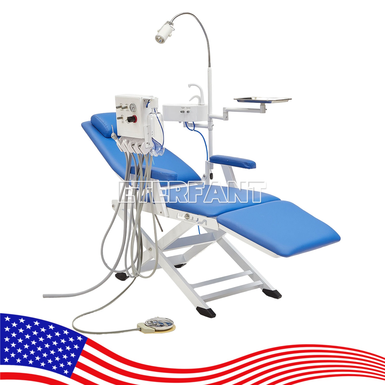ENTERFANT Portable Dental Chair Mobile Exam Folding Silla LED Light Lamp+Tray