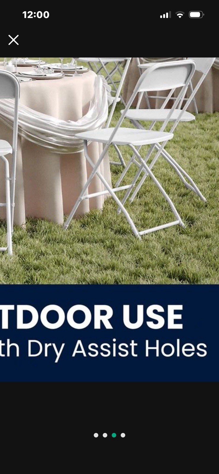 White Metal Folding Chair with Plastic Seat for indoor or Outdoor Use