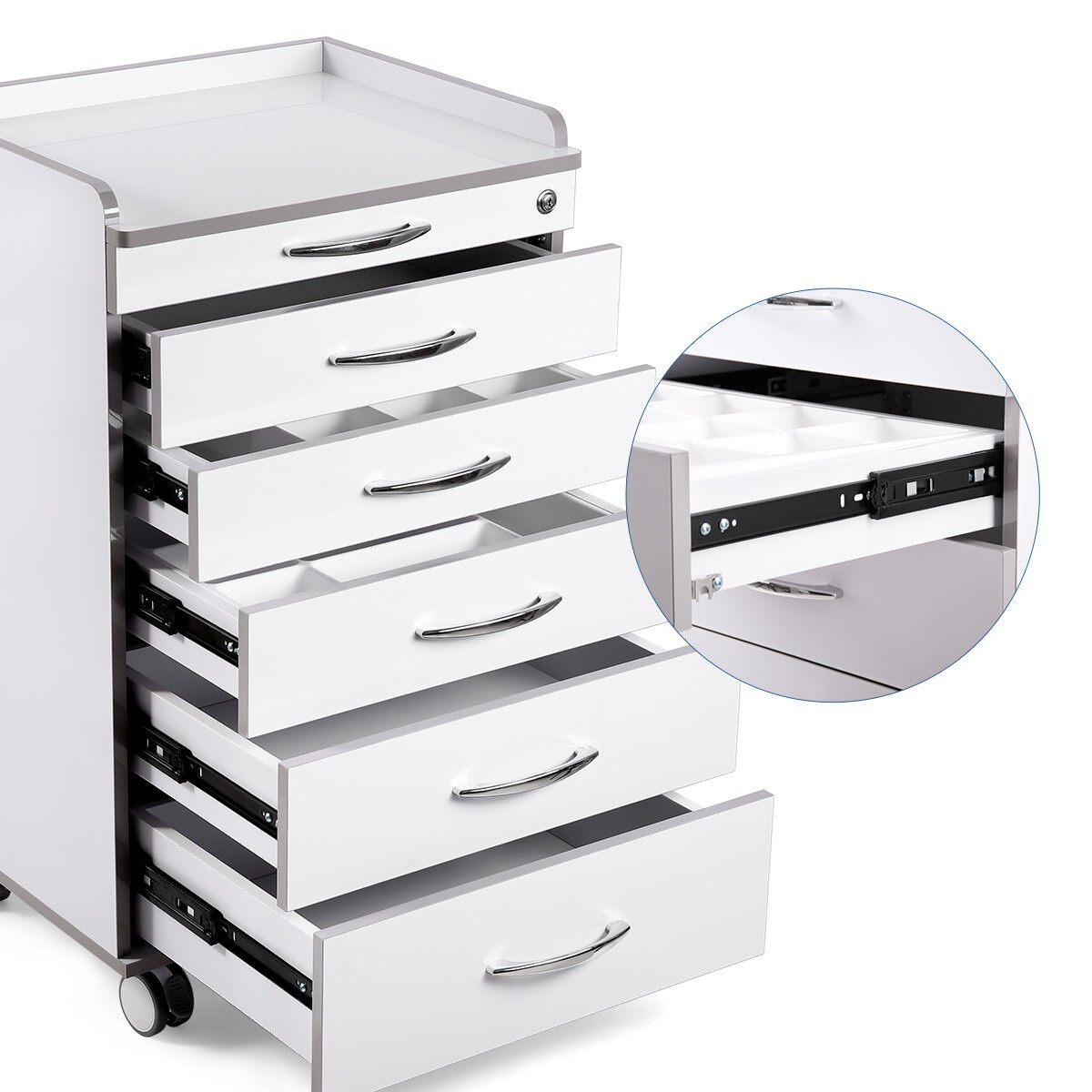 Dental Portable Mobile Delivery Unit System with Air Compressor/5 Drawer Trolley