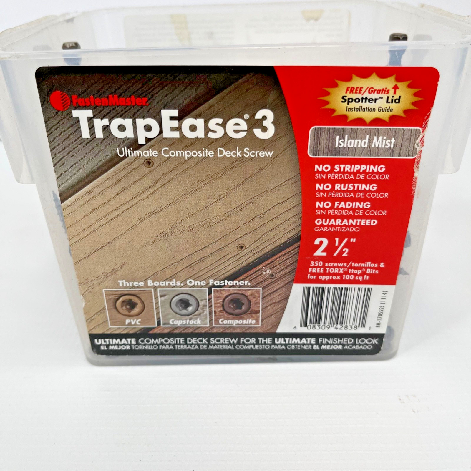 FastenMaster TrapEase 3 Composite Deck Screws 2 1/2 “ Island Mist 225 Screws