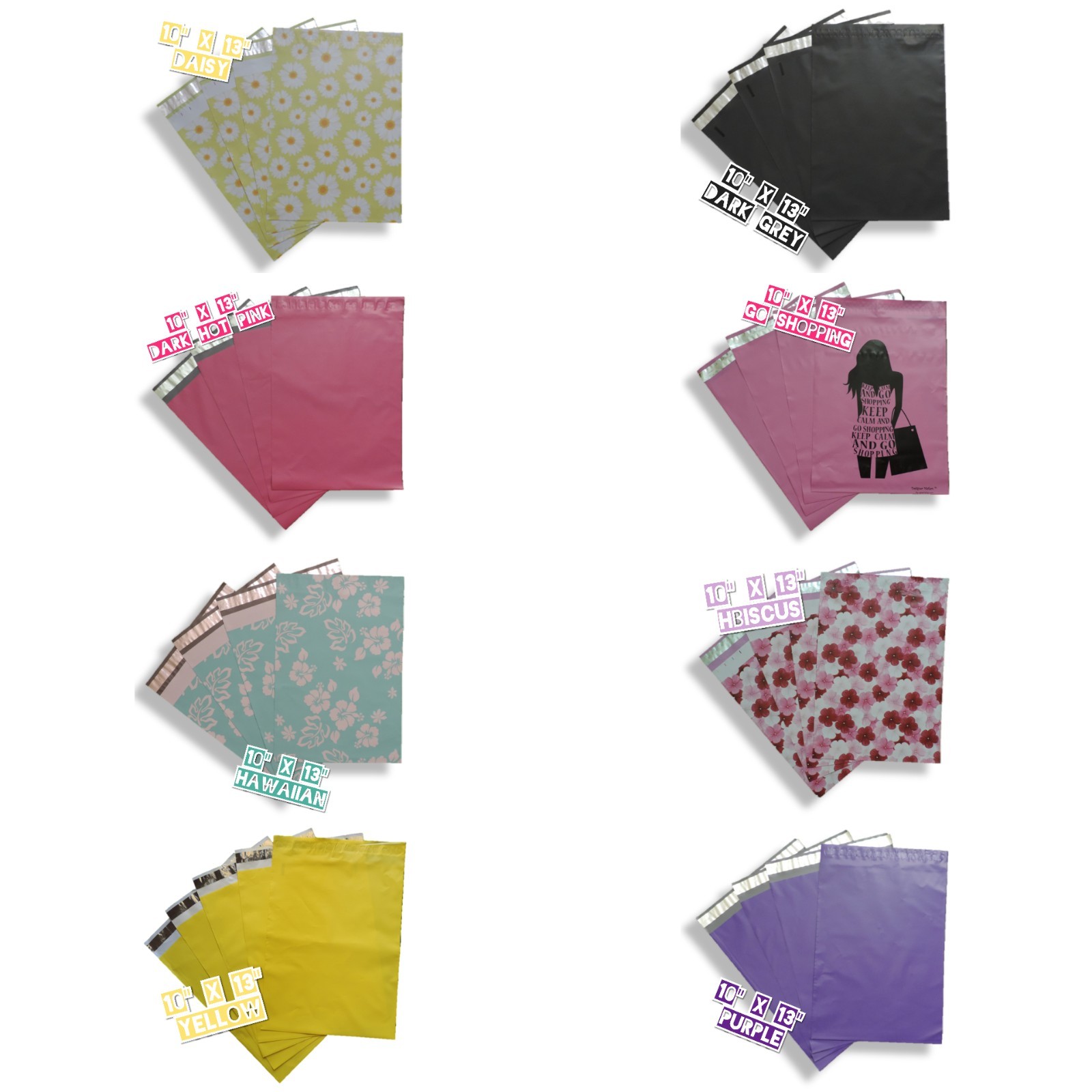 10×13 Designer Poly Mailers – Shipping Envelopes – Various Designs