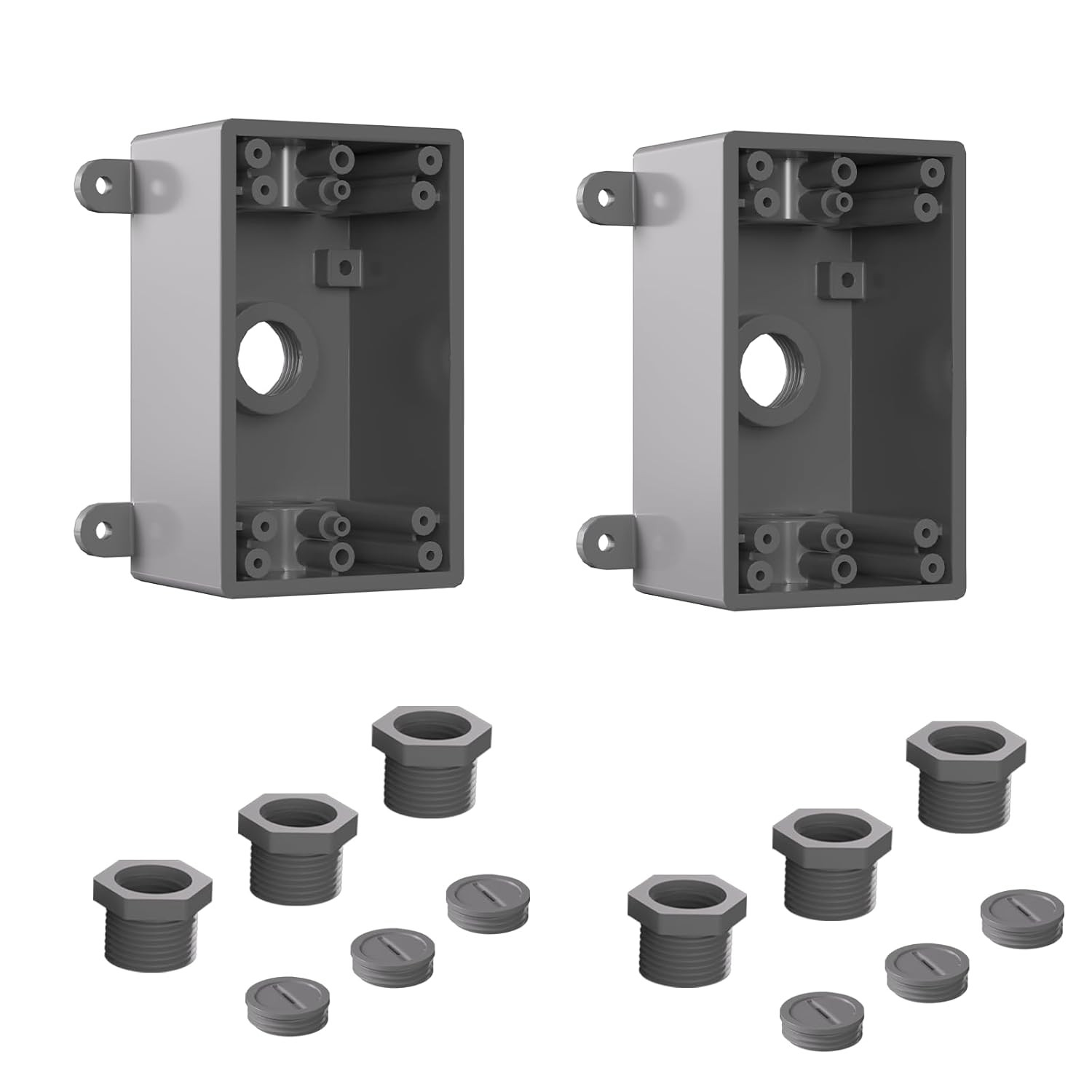 Single-Gang Weatherproof Electrical Outdoor Box, Suitable 1/2-Inch or 3/4-Inch E