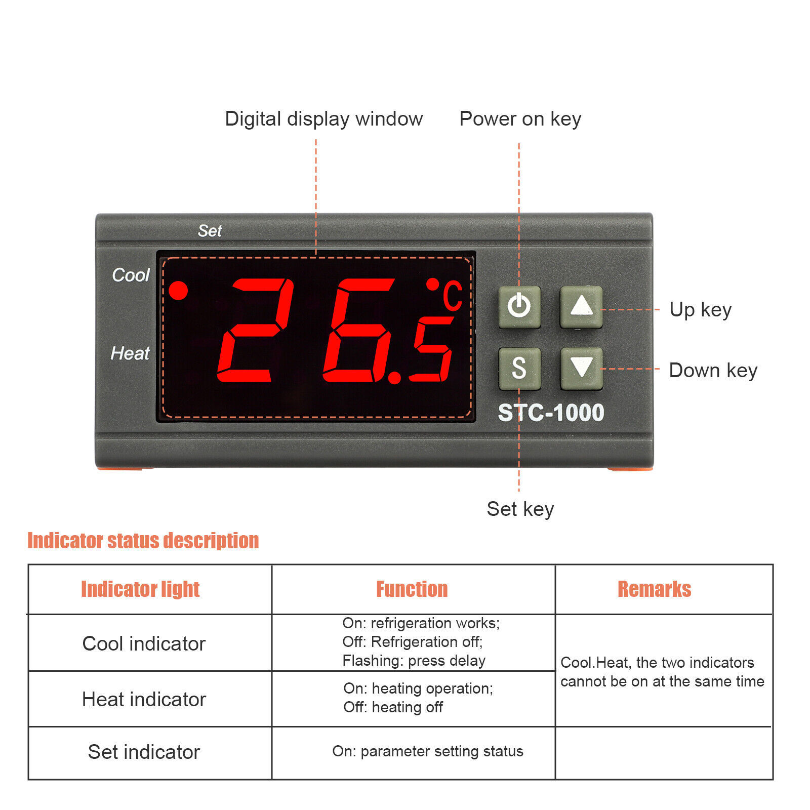 Digital Temperature Controller STC-1000 Thermostat w/ NTC Sensor AC 110V 220V