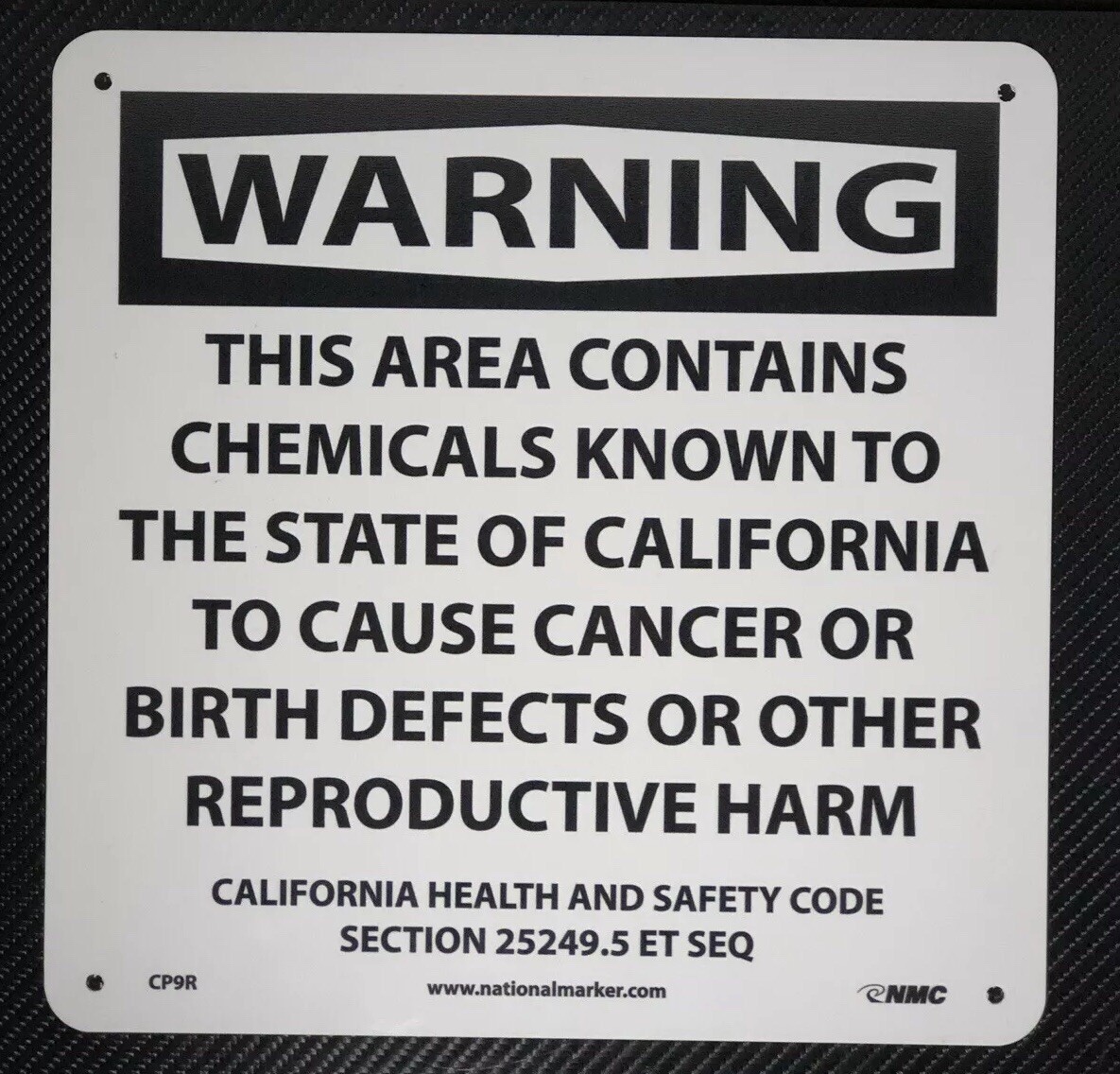 NMC CP9R California Prop 65 Warning This Area Contains Chemicals 10” Sign