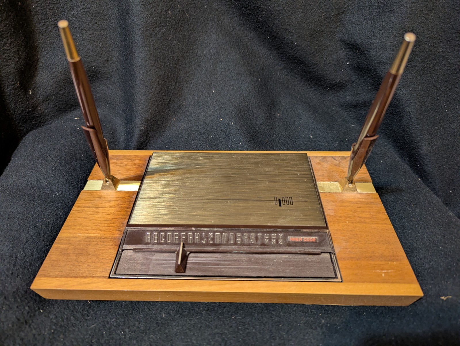 1978 Park Sherman American Walnut Desk Accessories Pen Set Rolodex Vintage
