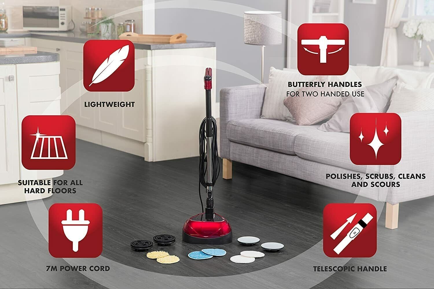 Electric Floor Cleaner Scrubber Buffer Polisher Machine Tile House Cleaning Room