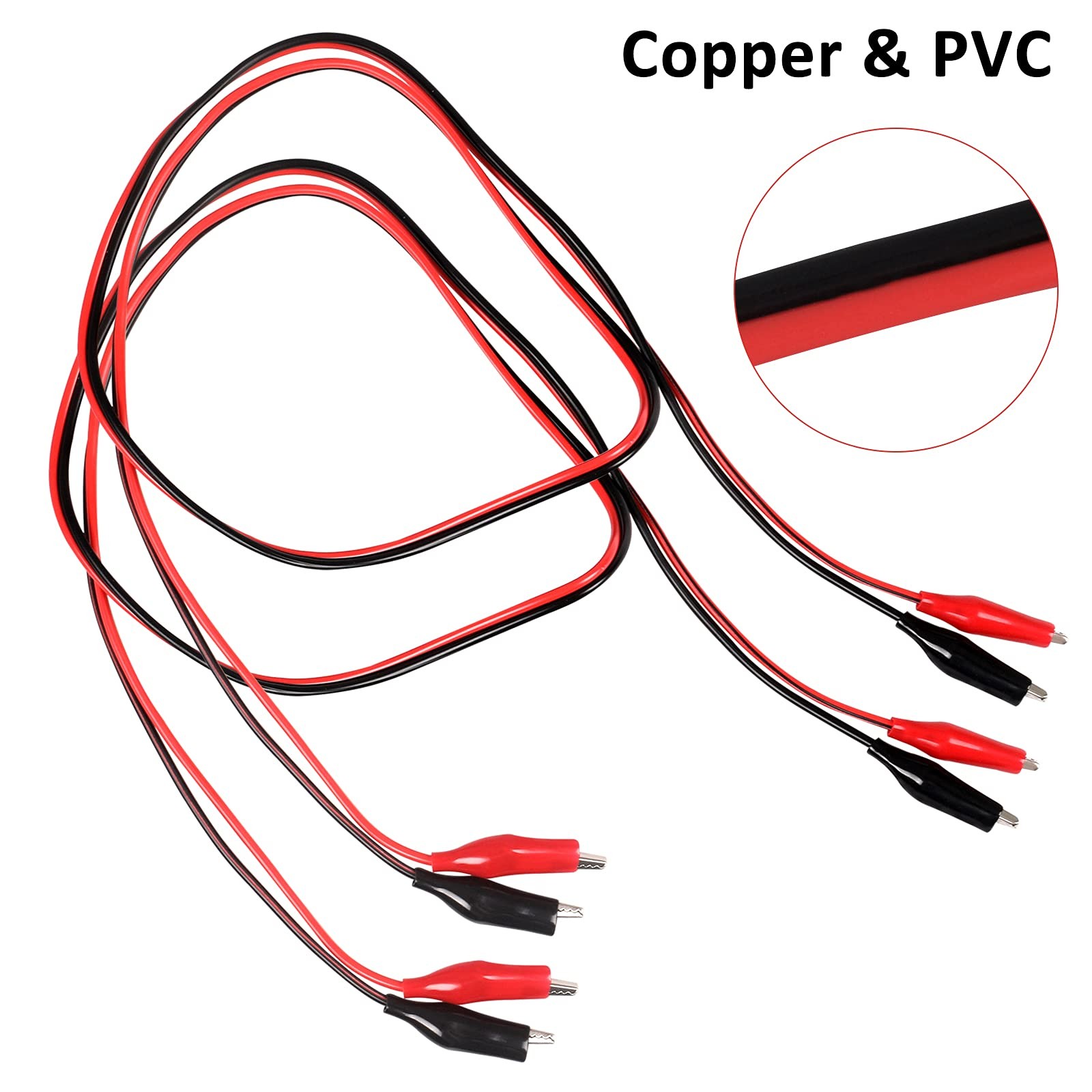 4 Groups 1M Alligator Clips Electrical, Insulated Test Leads with Red, black