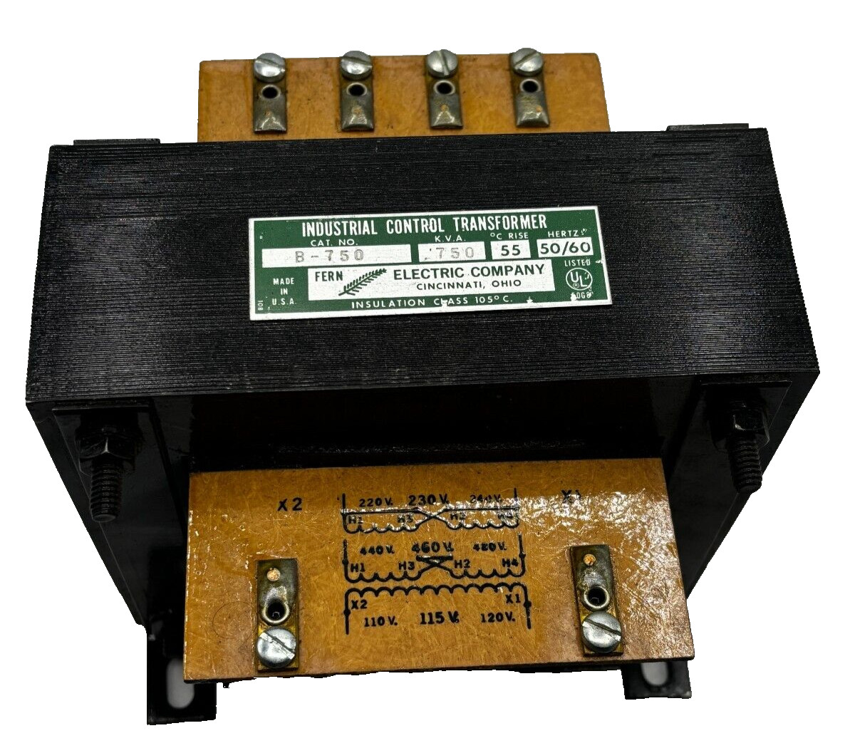 FERN ELECTRIC B-750 INDUSTRIAL CONTROL TRANSFORMER B750 50/60HZ MADE IN USA 🎯