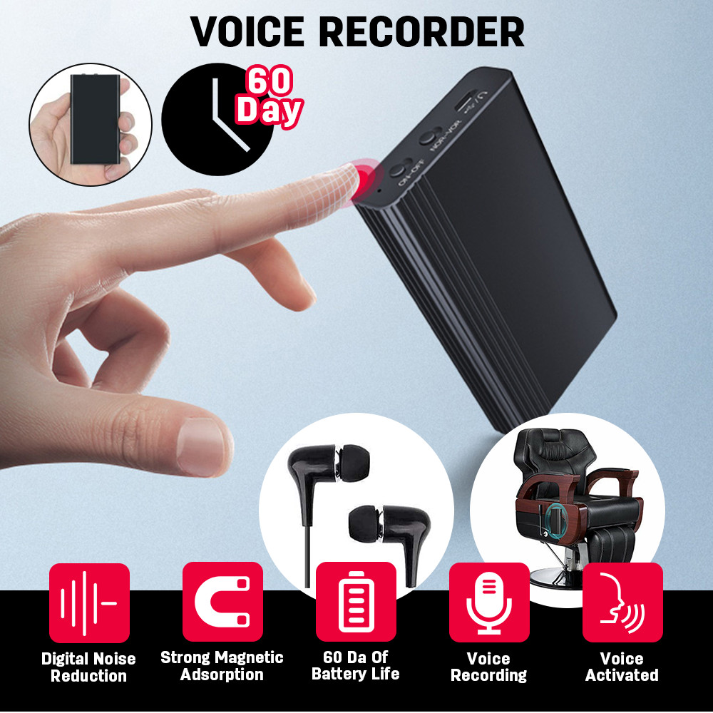Mini Spy Hidden Voice Activated Recorder Digital Audio Magnetic Recording Device