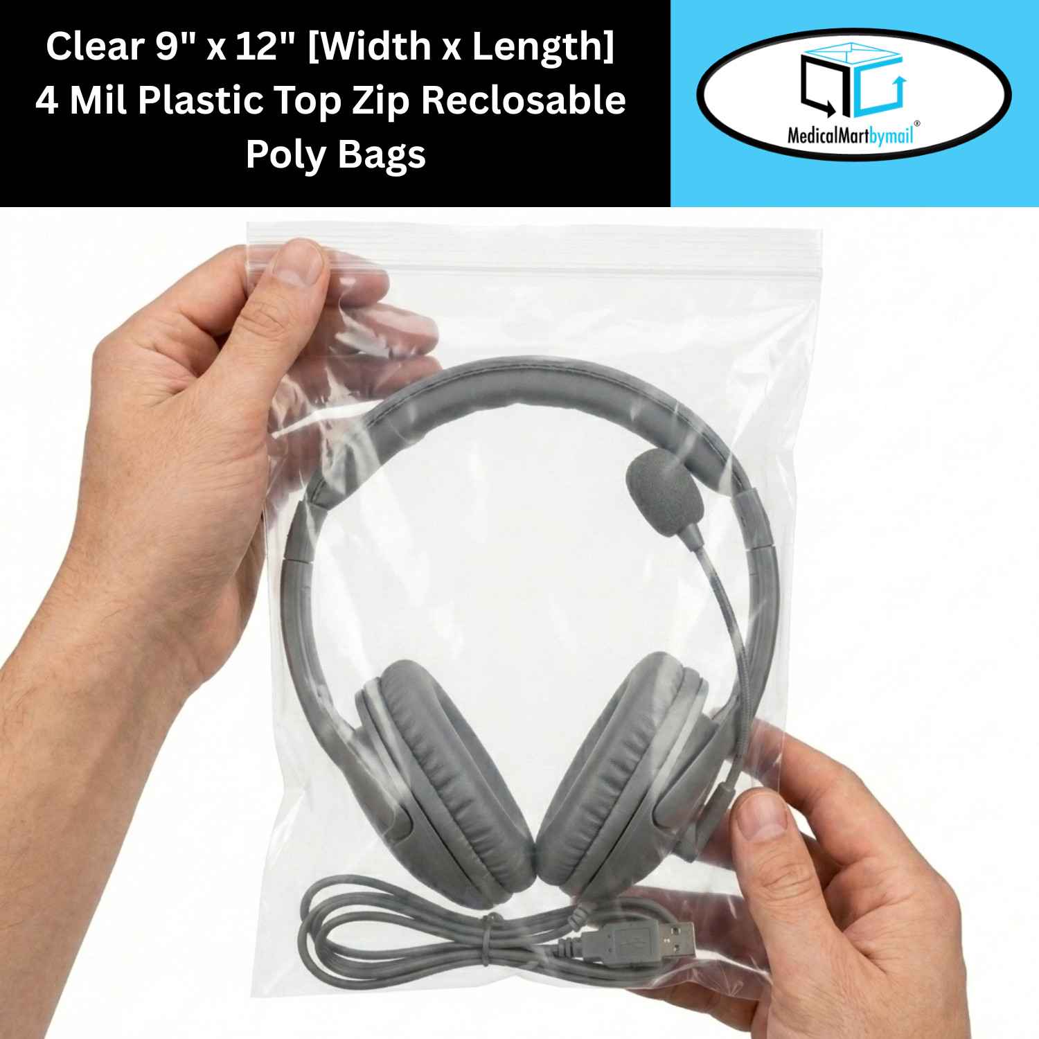 9″ x 12″ Heavy Duty 4 MIL Resealable Zip Top Lock 9×12 Clear Plastic Bags 4000