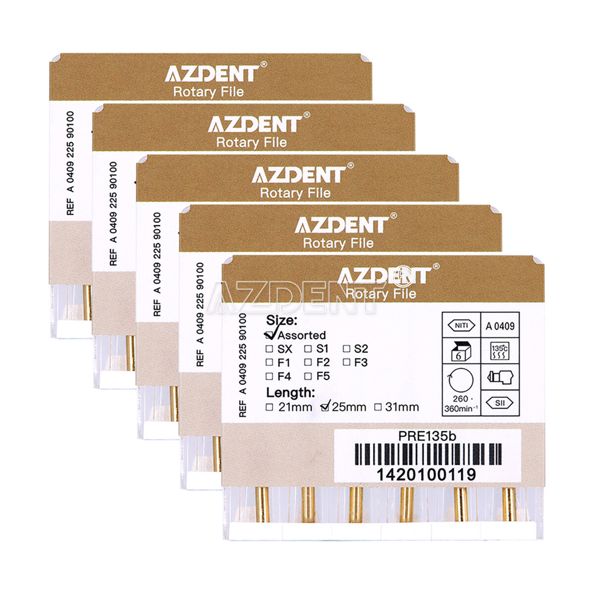 AZDENT Dental Endo Super Rotary Files Root Canal K-Files Engine Use 25MM SX-F3