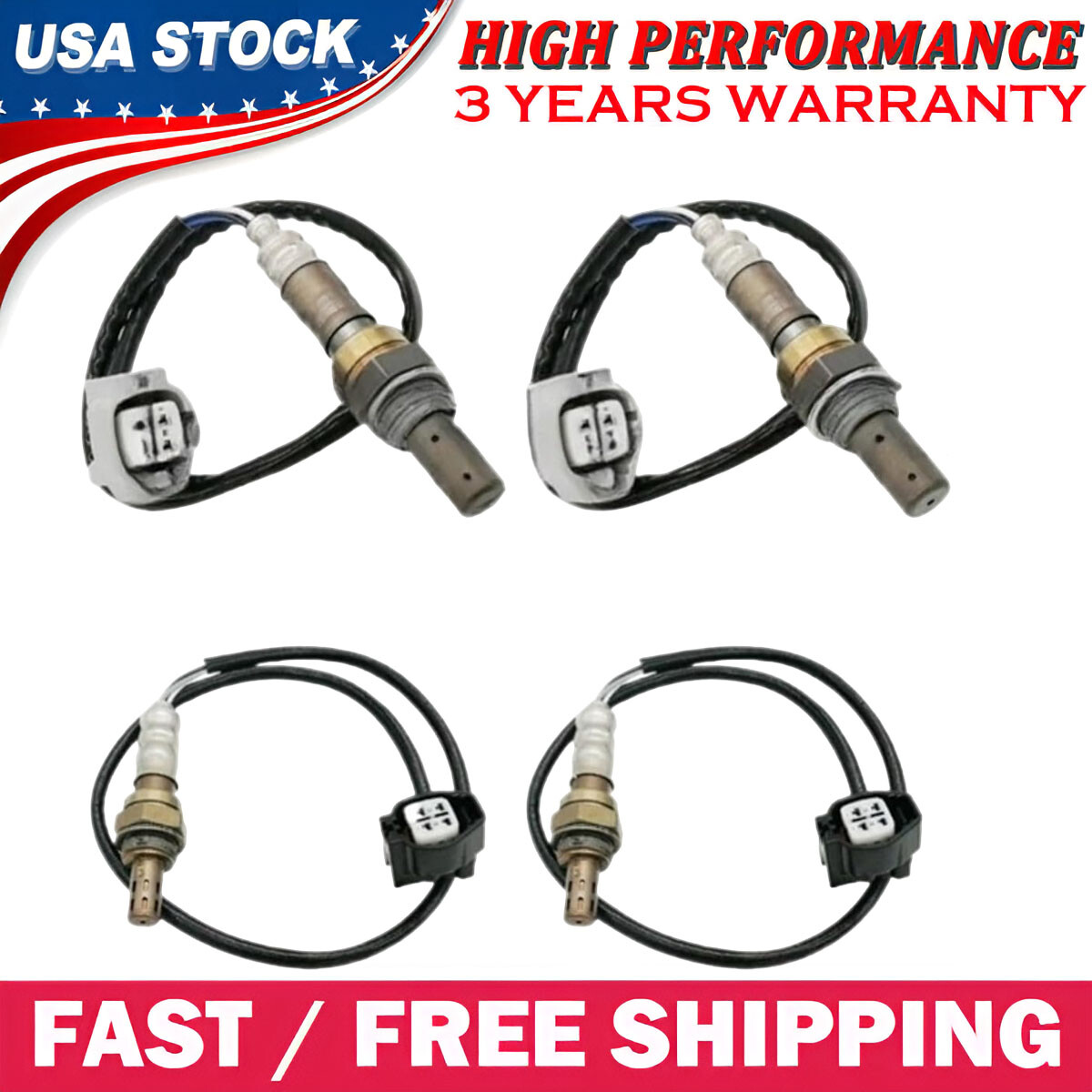 4X Up+Downstream Oxygen Sensor Fits For 2003-2005 Jaguar S-TYPE 3.0L V6 4.2L V8