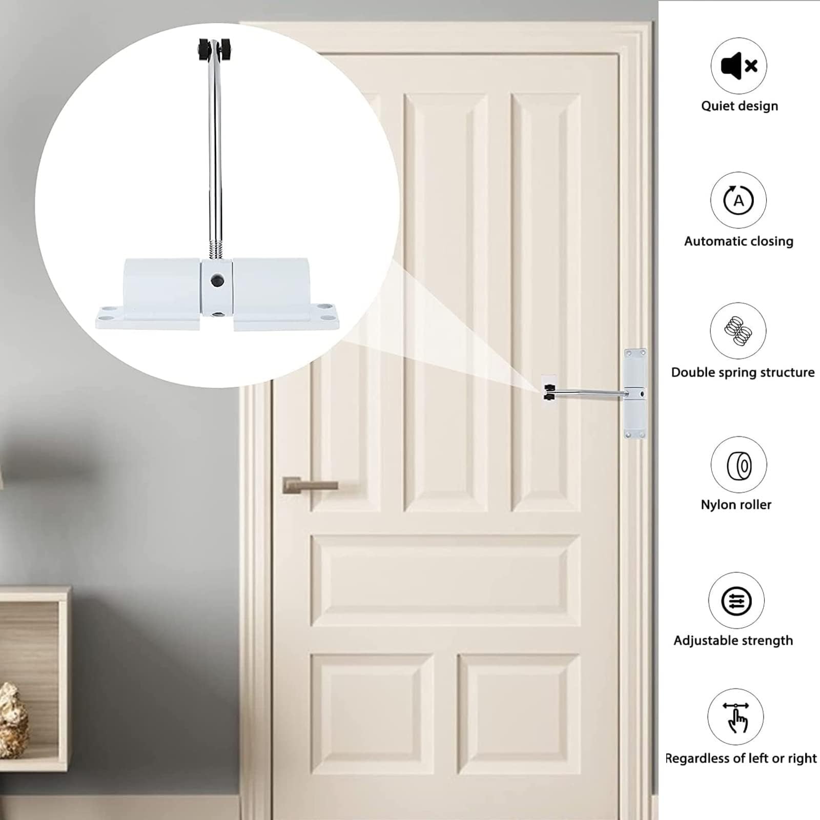 Automatic Door Closer, 30 kg Zinc Alloy Safety Spring Door Closer