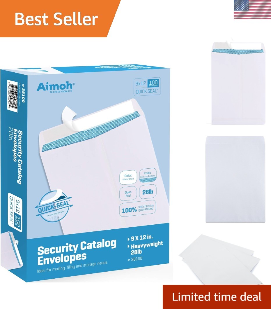 100 Count 9×12 Security Tinted Catalog Envelopes – Reliable Mailing Solution